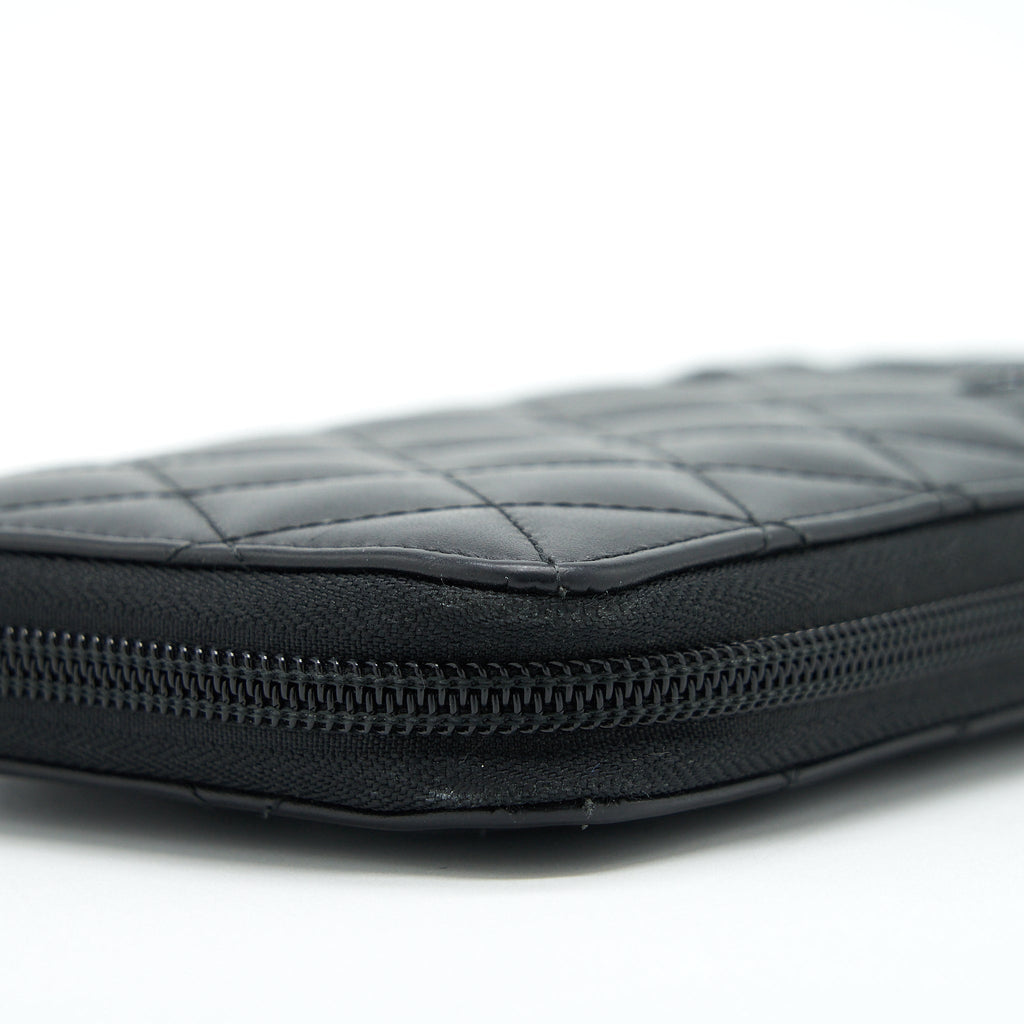 Chanel Cambon Long Zipper Wallet Calfskin Black/Pink