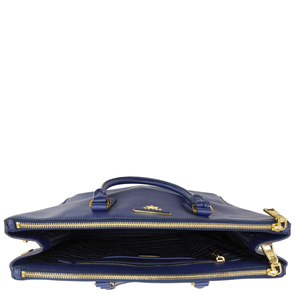 PRADA Galleria Double-Zip Large Saffiano Lux Leather Tote Bag Blue