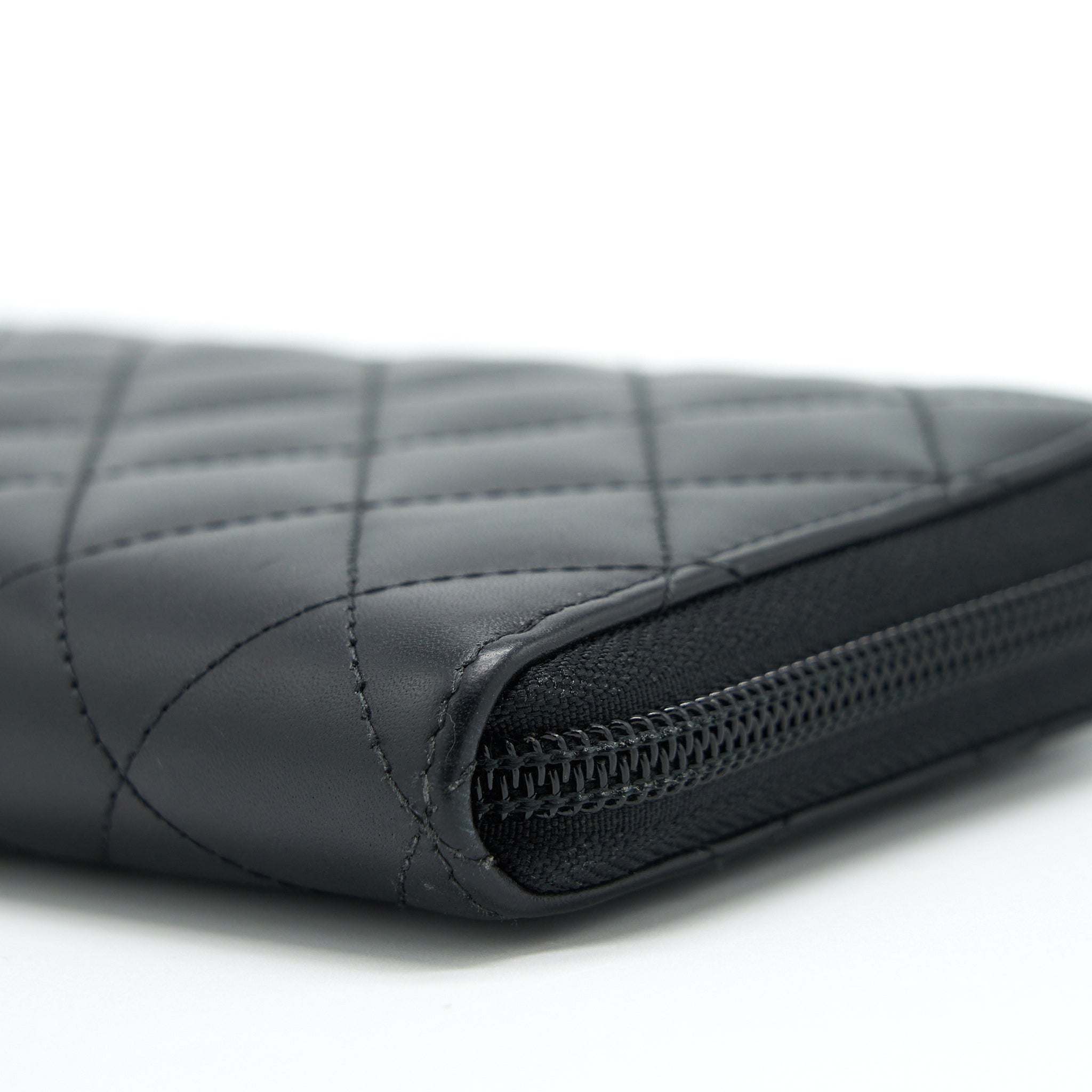Chanel Cambon Long Zipper Wallet Calfskin Black/Pink