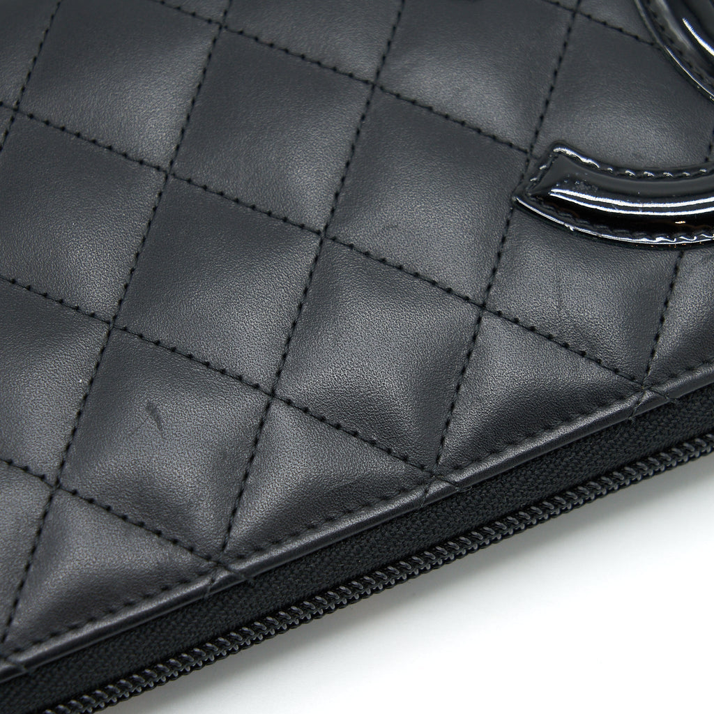 Chanel Cambon Long Zipper Wallet Calfskin Black/Pink