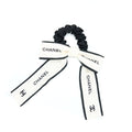 Chanel 22B Hair Tie Silk Twill Ecru/Black