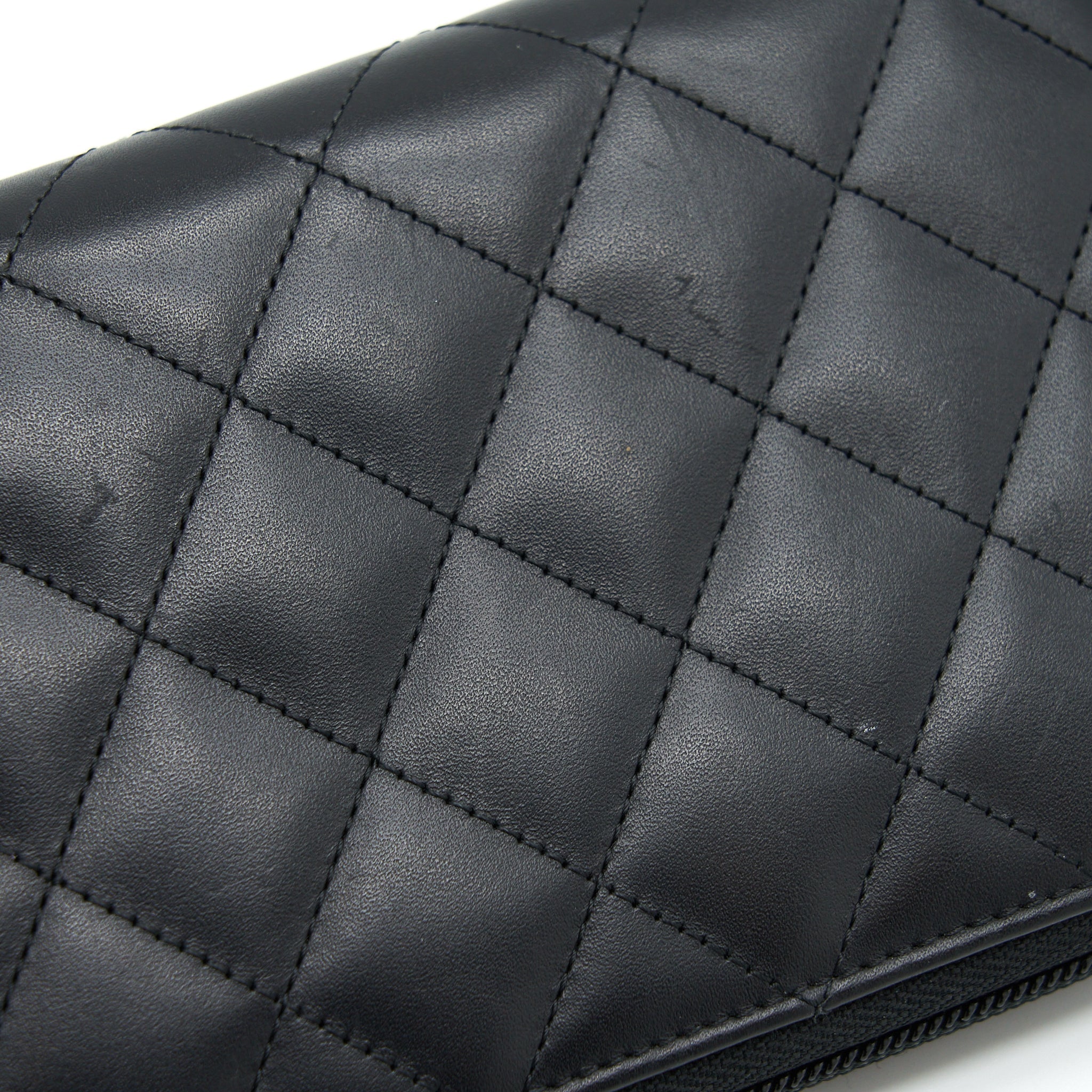 Chanel Cambon Long Zipper Wallet Calfskin Black/Pink