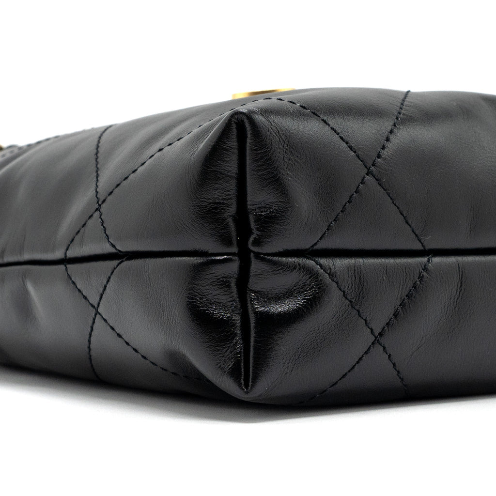 Chanel Mini 22 Bag Shiny Calfskin Black  (microchip)