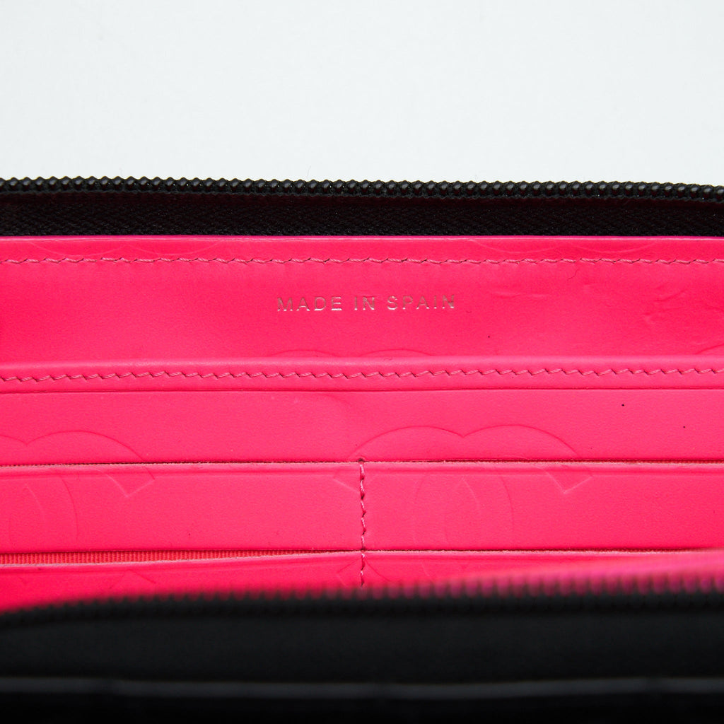Chanel Cambon Long Zipper Wallet Calfskin Black/Pink