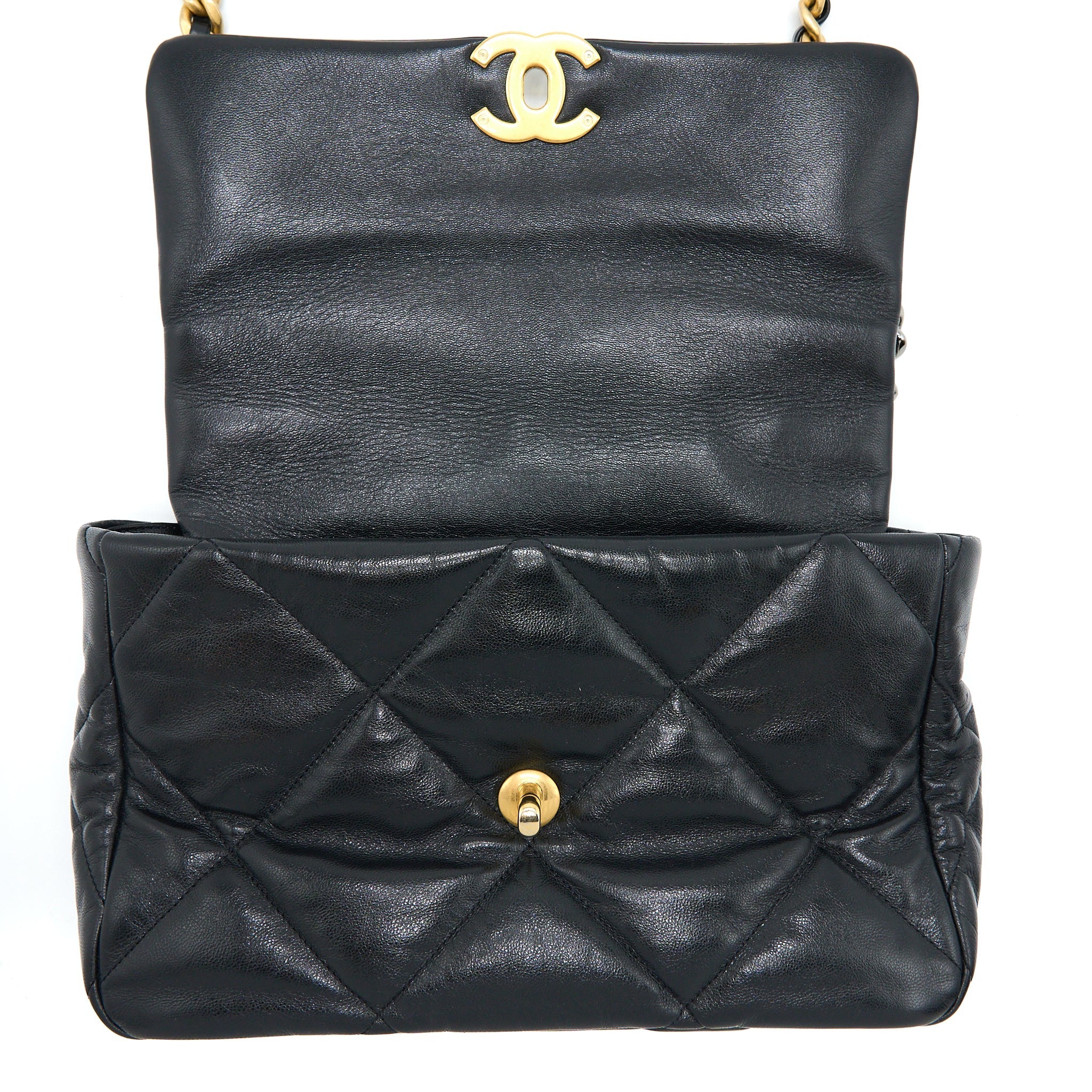 Chanel Medium 19 Bag Goatskin Black Multicolour Hardware