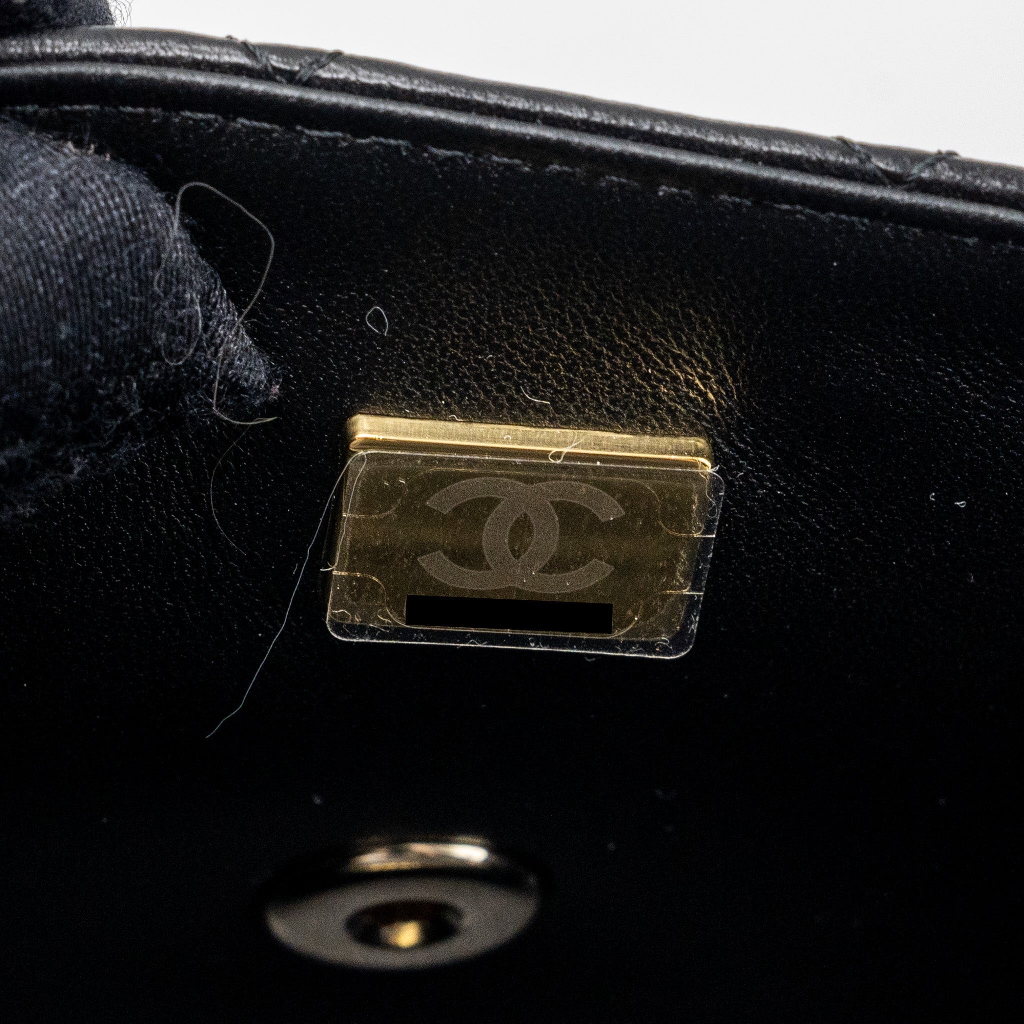 Chanel 23K Leather Chain Top Handle Mini Rectangular Flap Bag Lambskin Black L (microchip)
