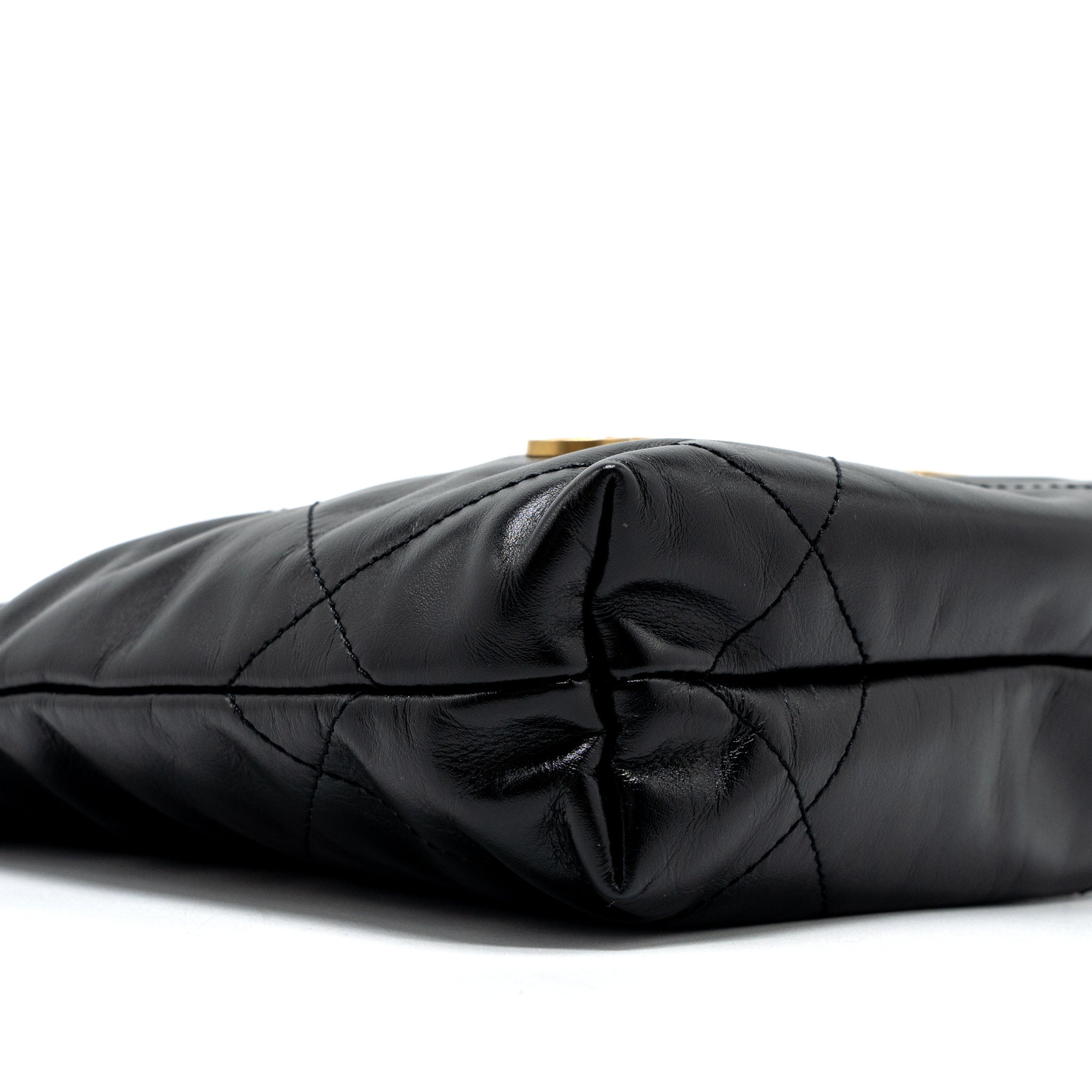 Chanel 23S Mini 22 Bag Shiny Calfskin Black Brushed  (Microchip)