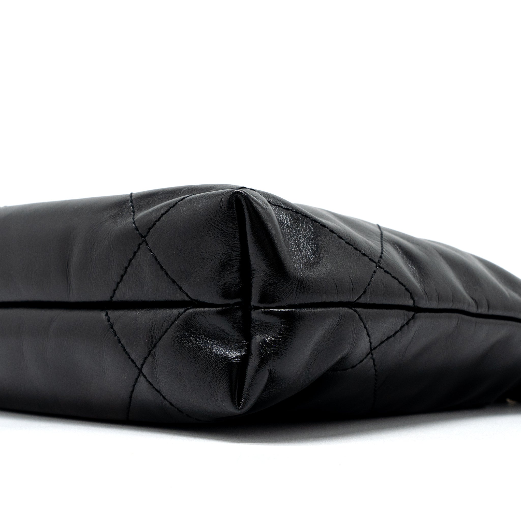 Chanel 23S Mini 22 Bag Shiny Calfskin Black Brushed  (Microchip)