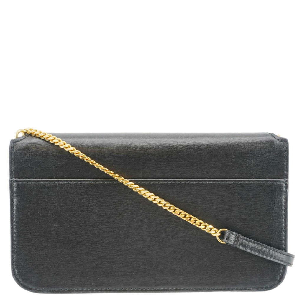 YVES SAINT LAURENT Cassandre Phone Holder Leather Shoulder Bag Black