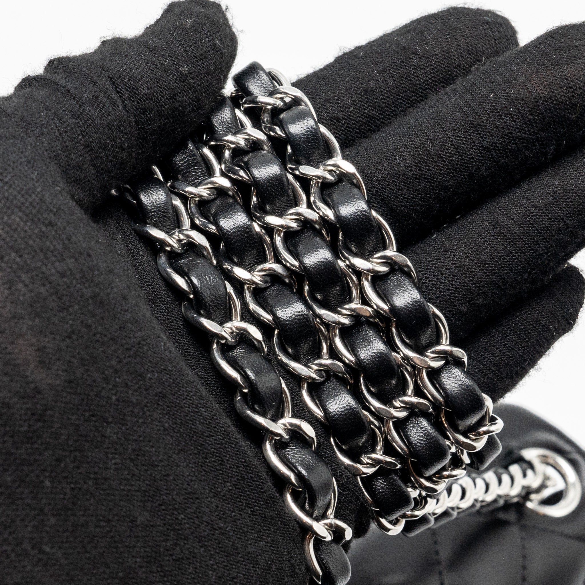Chanel Mini Square Flap Bag Lambskin Black  (Microchip)