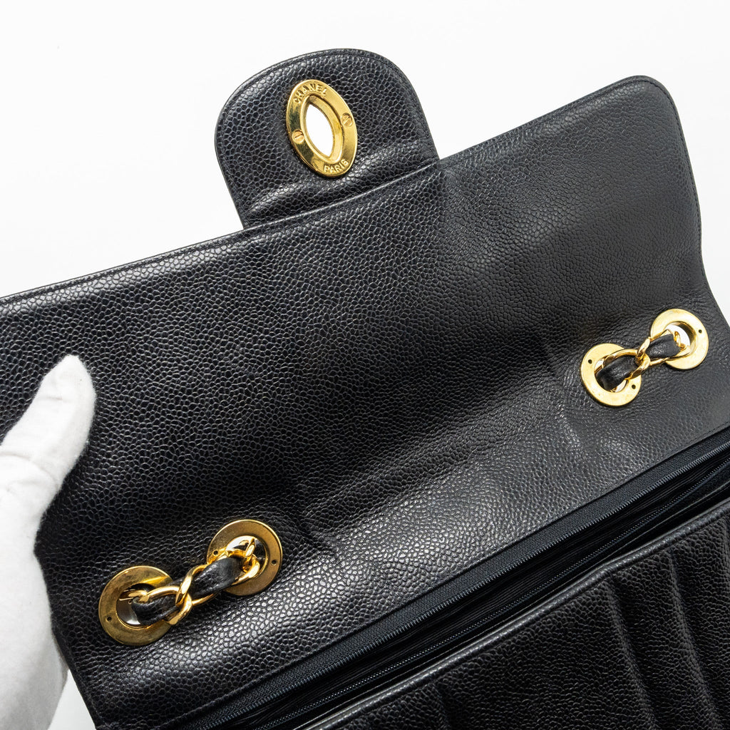 Chanel Vintage Vertical Jumbo Flap Bag Caviar Black