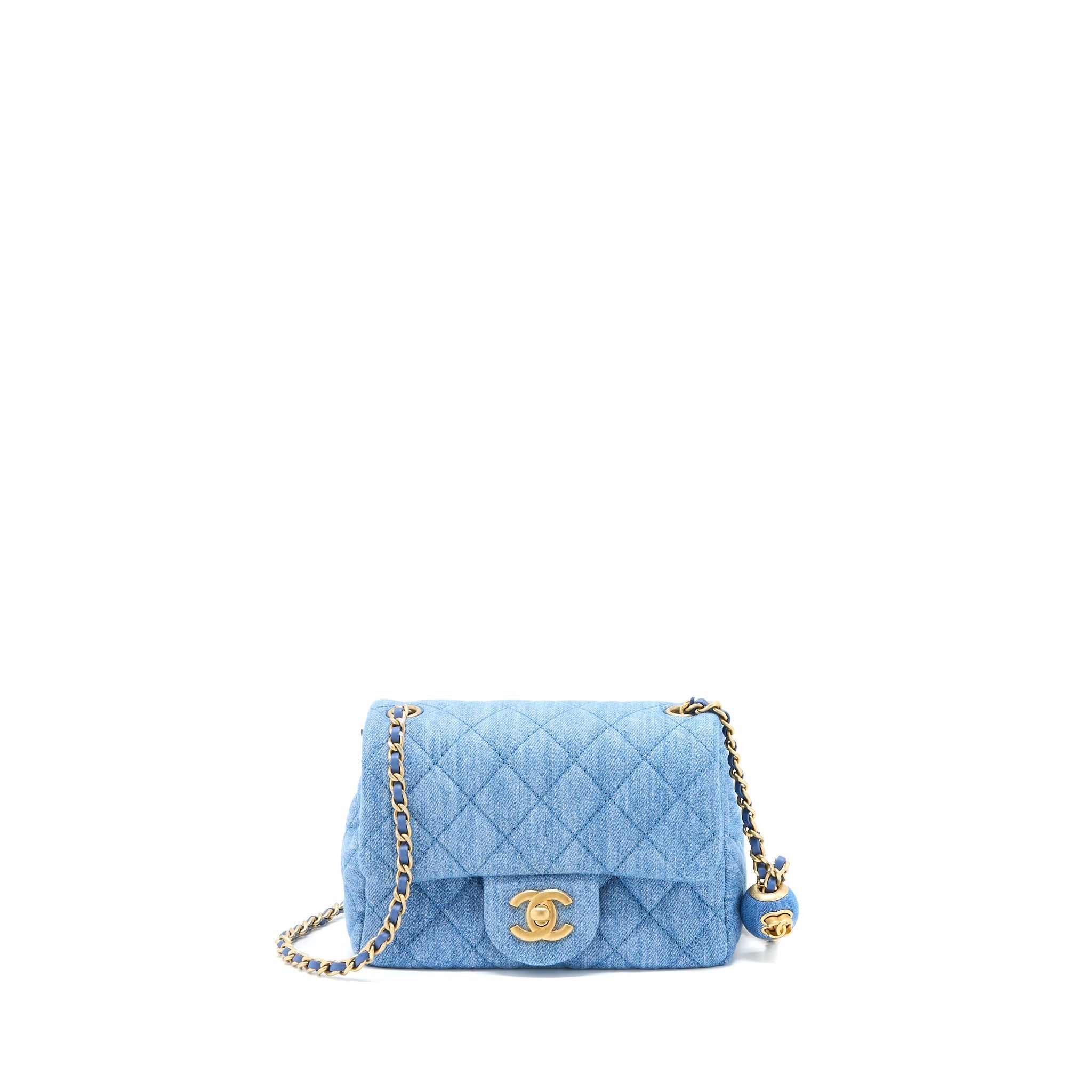 Chanel Pearl Crush Mini Square Flap Bag Denim  (Microchip)