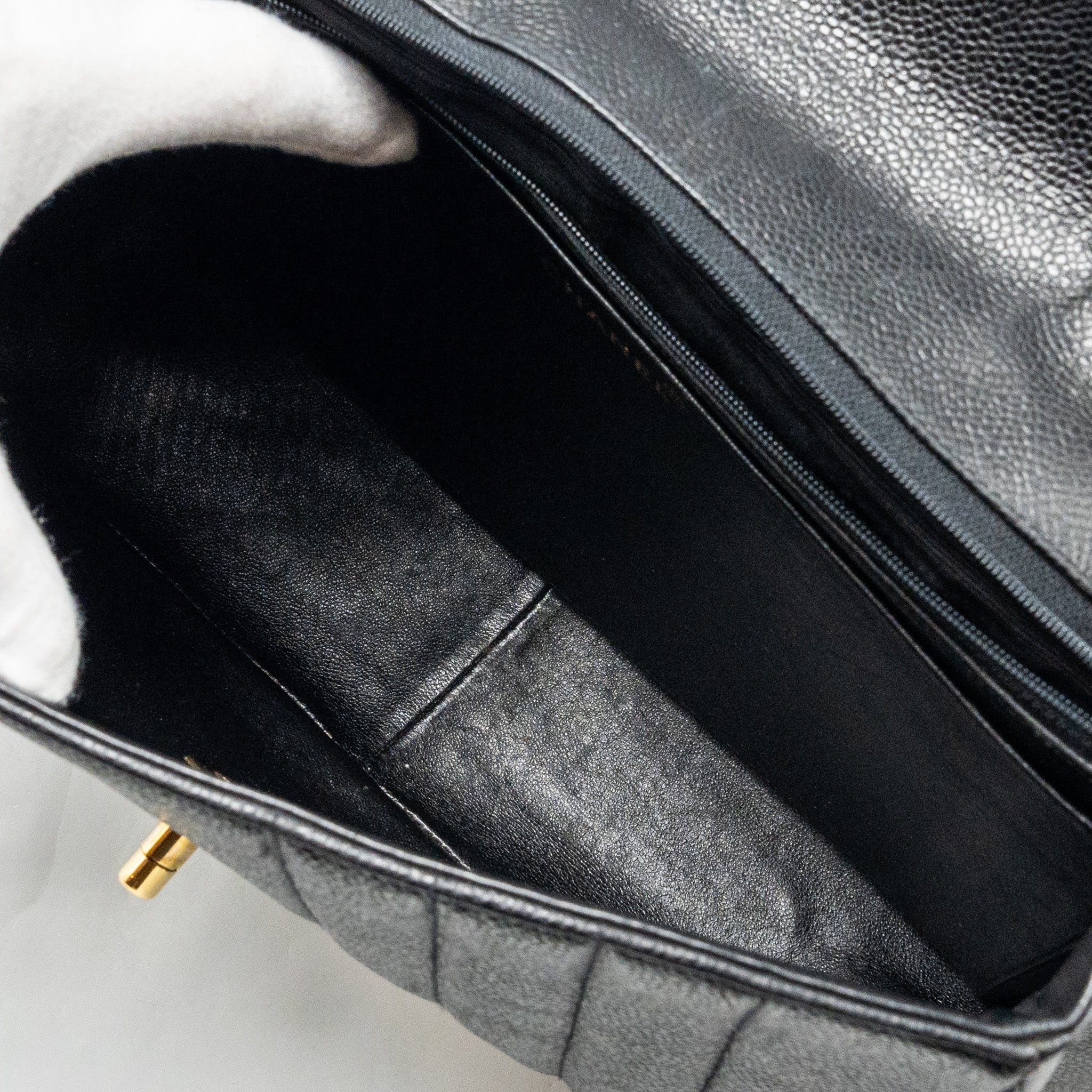 Chanel Vintage Vertical Jumbo Flap Bag Caviar Black