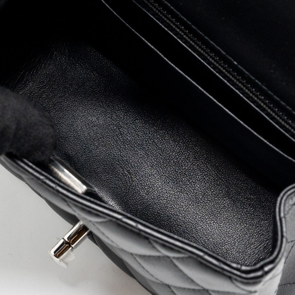 Chanel Mini Square Flap Bag Lambskin Black  (Microchip)