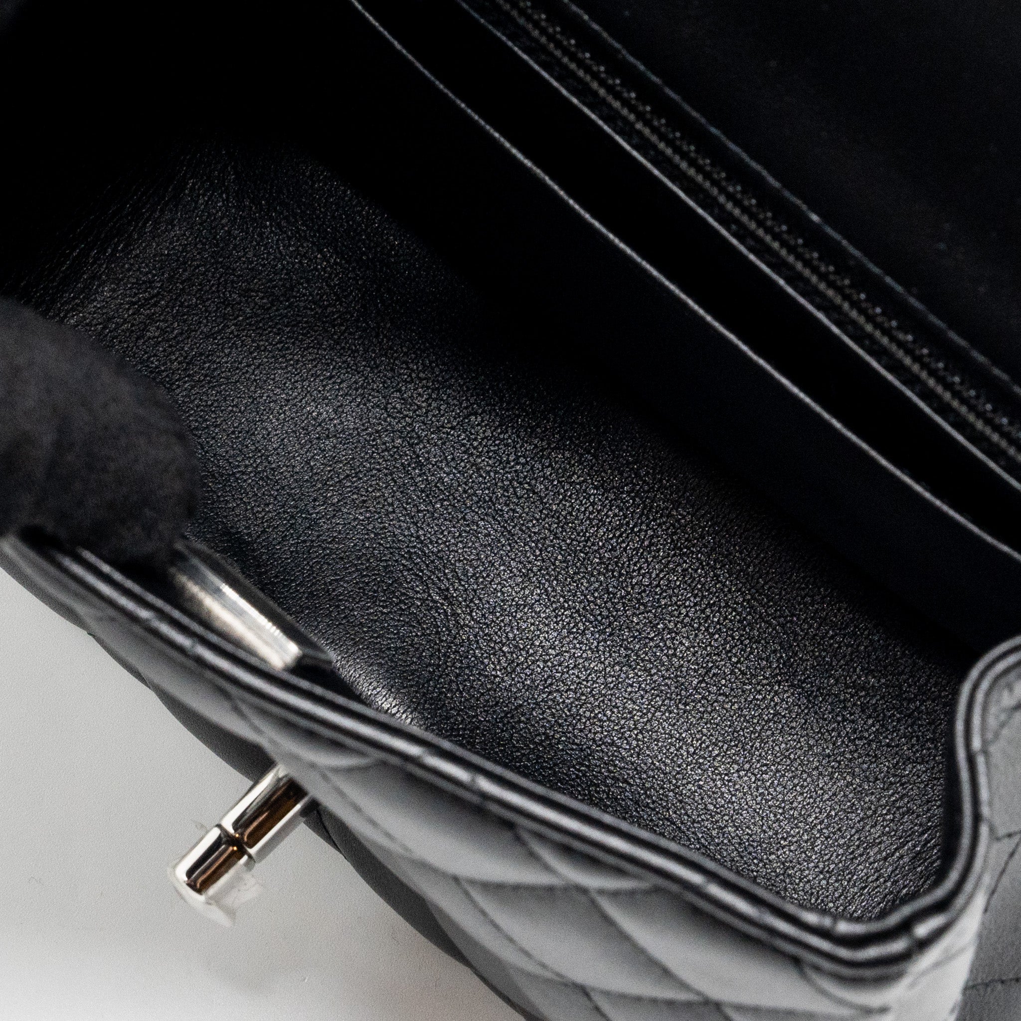 Chanel Mini Square Flap Bag Lambskin Black  (Microchip)