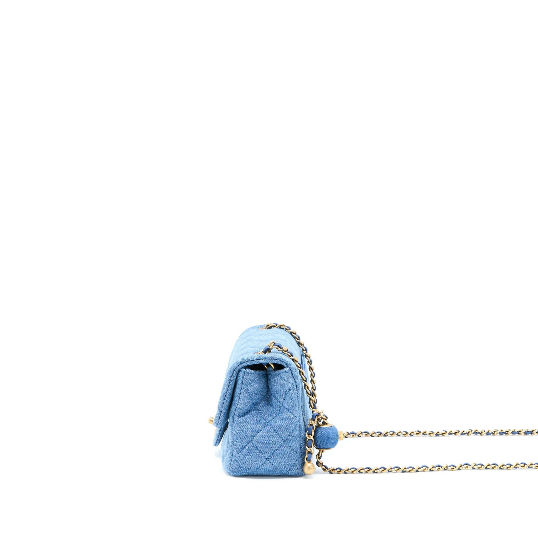 Chanel Pearl Crush Mini Square Flap Bag Denim  (Microchip)