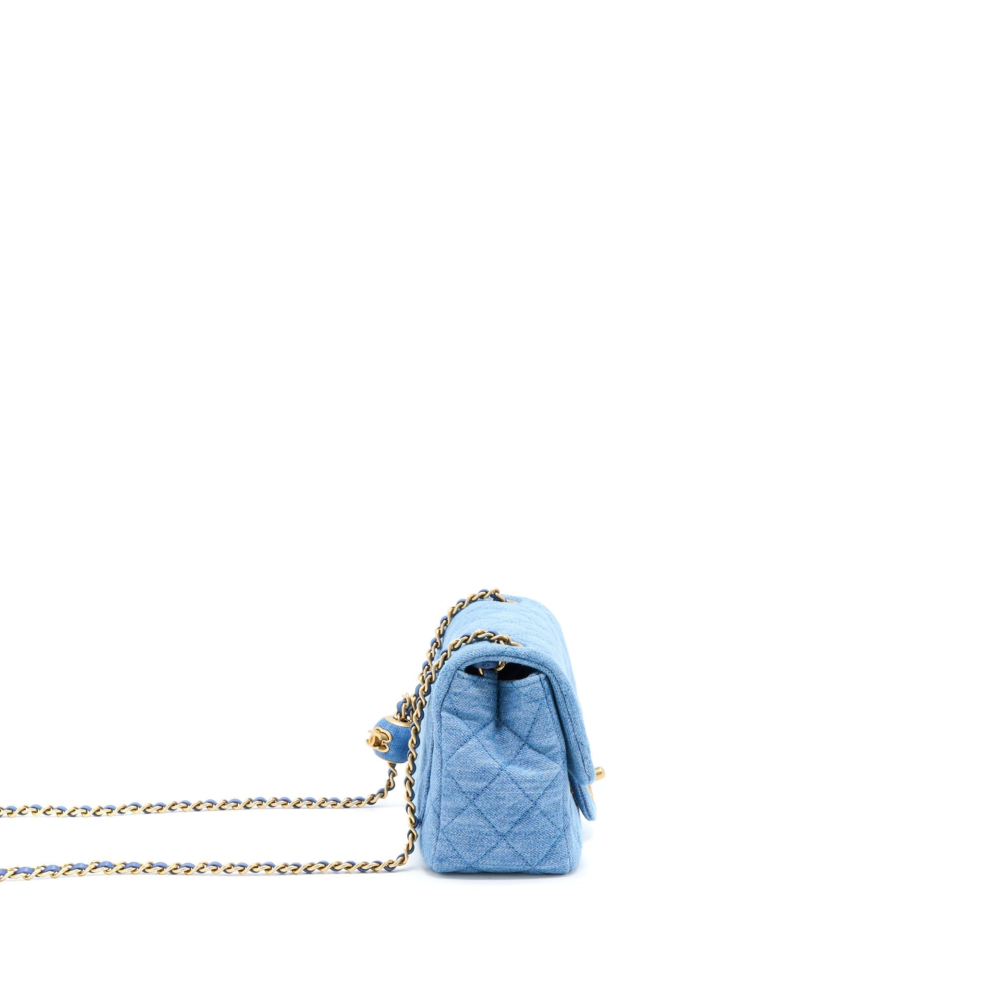 Chanel Pearl Crush Mini Square Flap Bag Denim  (Microchip)