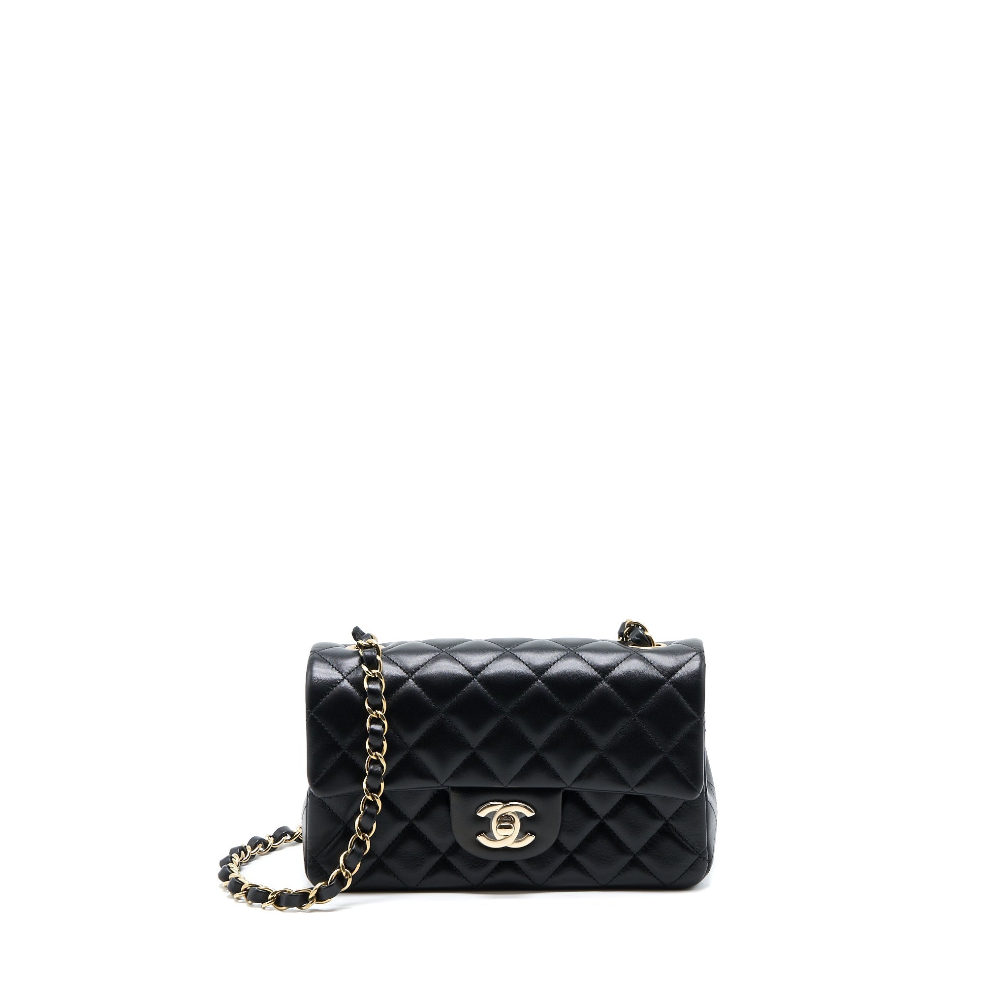 Chanel Mini Rectangular Flap Bag Lambskin Black L (Microchip)