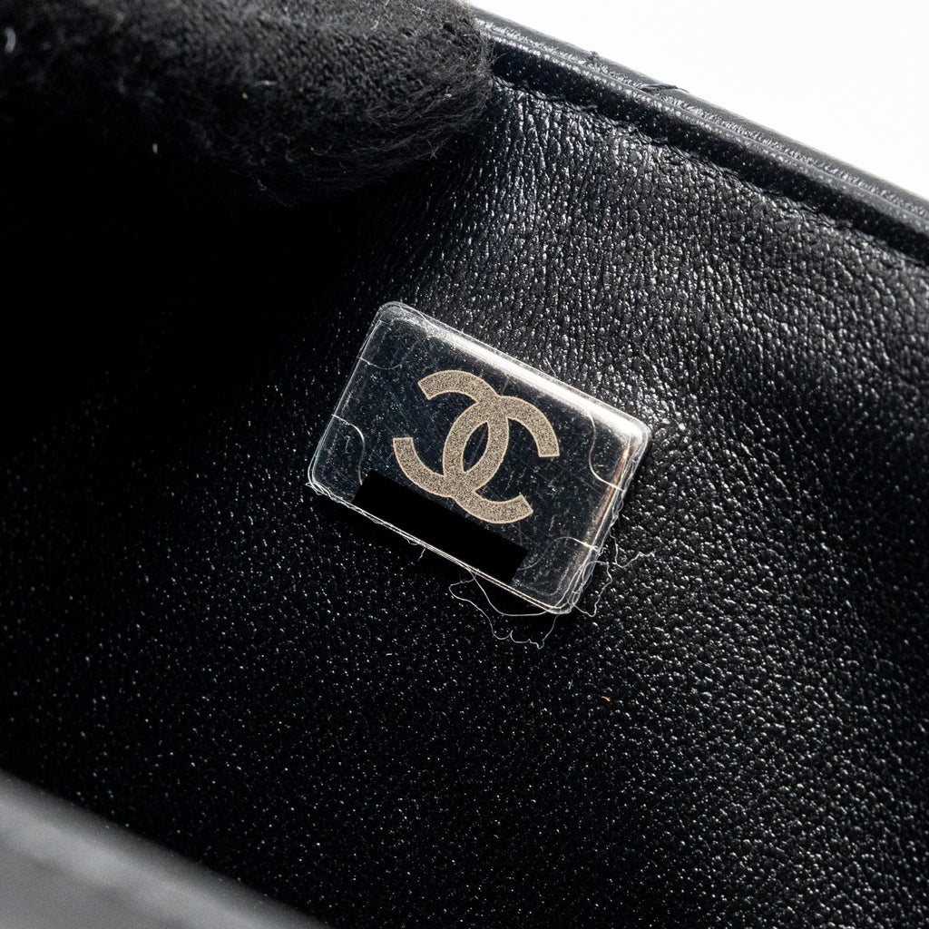 Chanel Mini Square Flap Bag Lambskin Black  (Microchip)