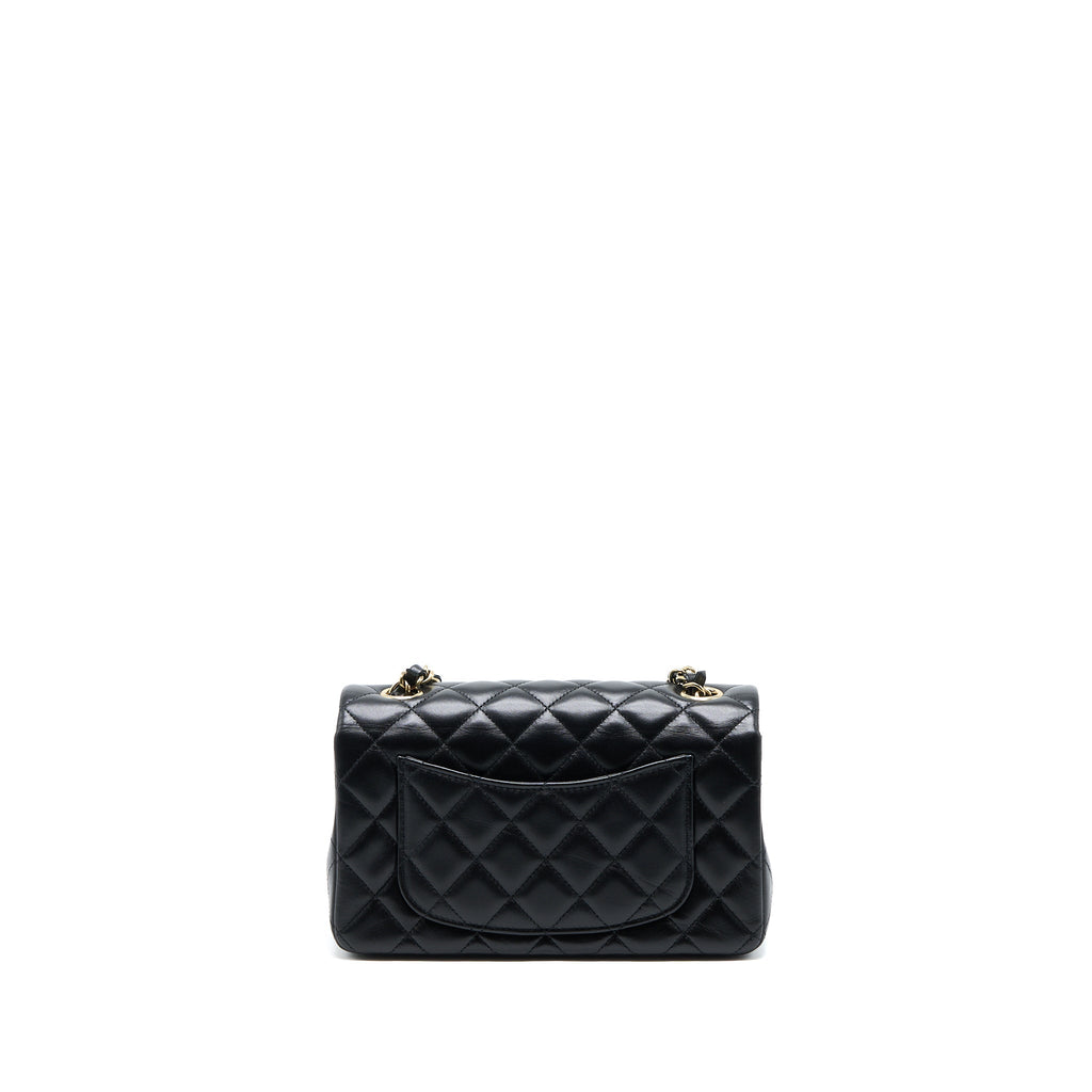 Chanel Mini Rectangular Flap Bag Lambskin Black L (Microchip)