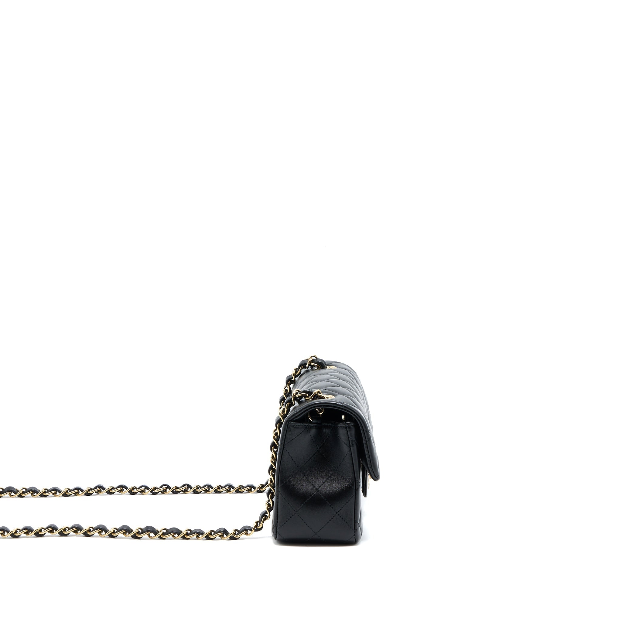 Chanel Mini Rectangular Flap Bag Lambskin Black L (Microchip)