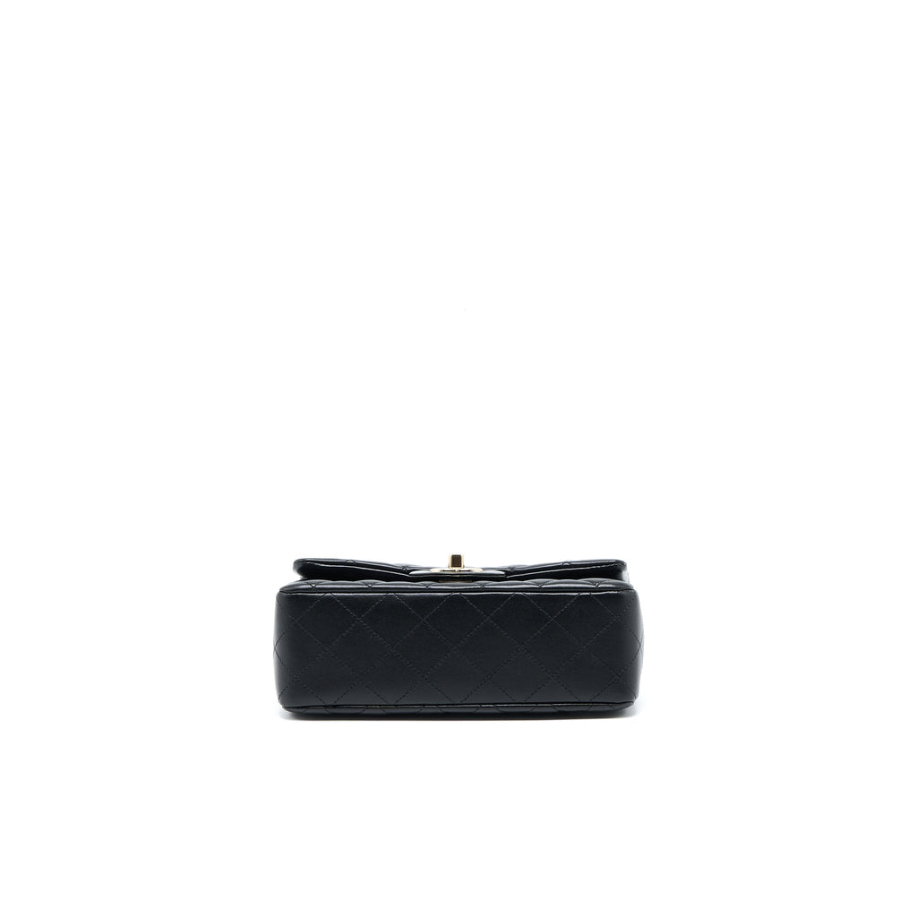 Chanel Mini Rectangular Flap Bag Lambskin Black L (Microchip)