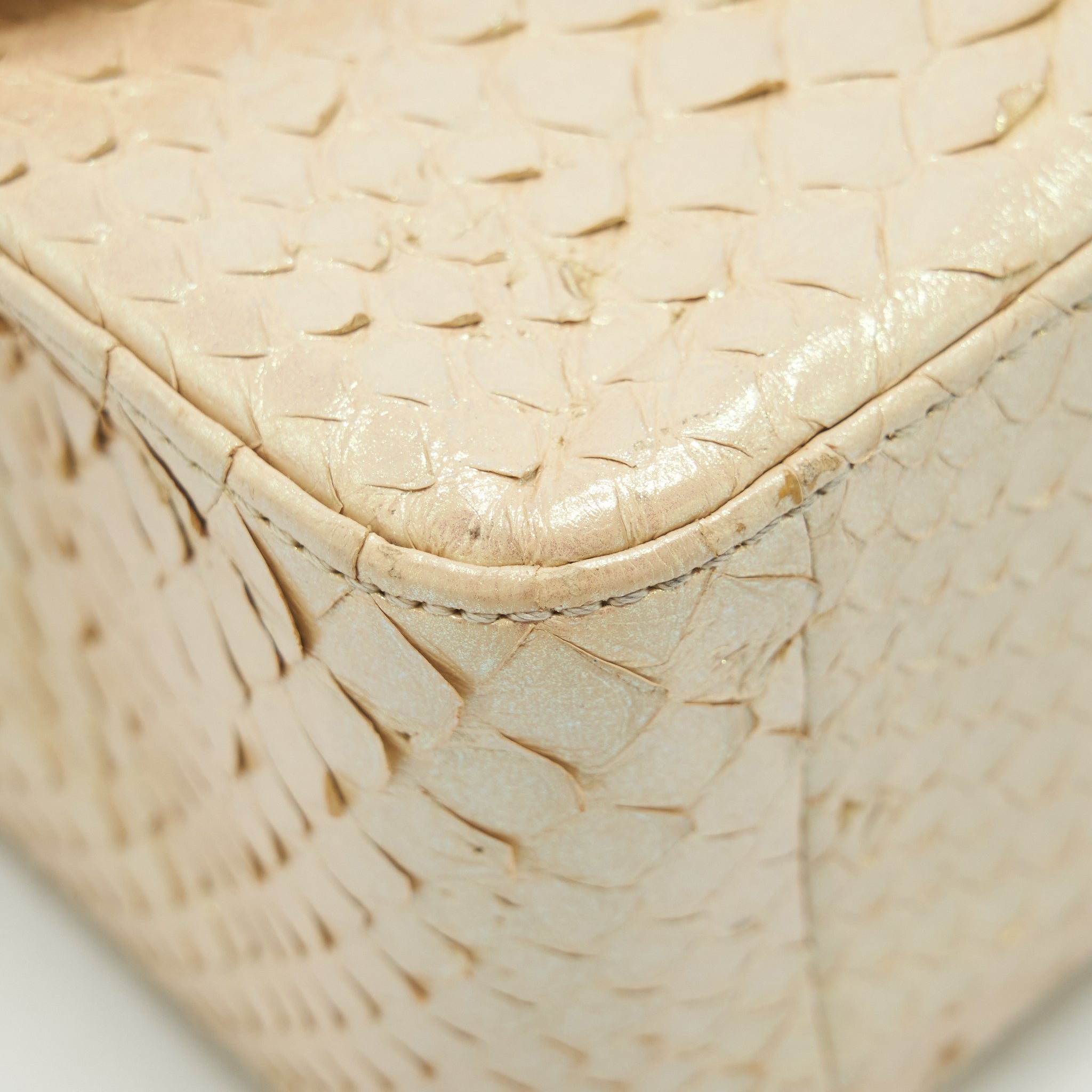 Chanel Mini Square Flap Bag Python Iridescent Light Beige