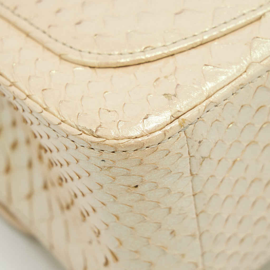 Chanel Mini Square Flap Bag Python Iridescent Light Beige