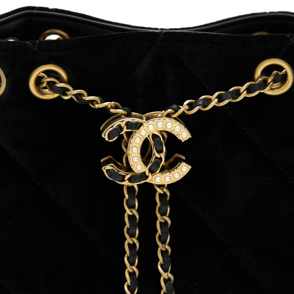Chanel Bucket Bag Velvet Black
