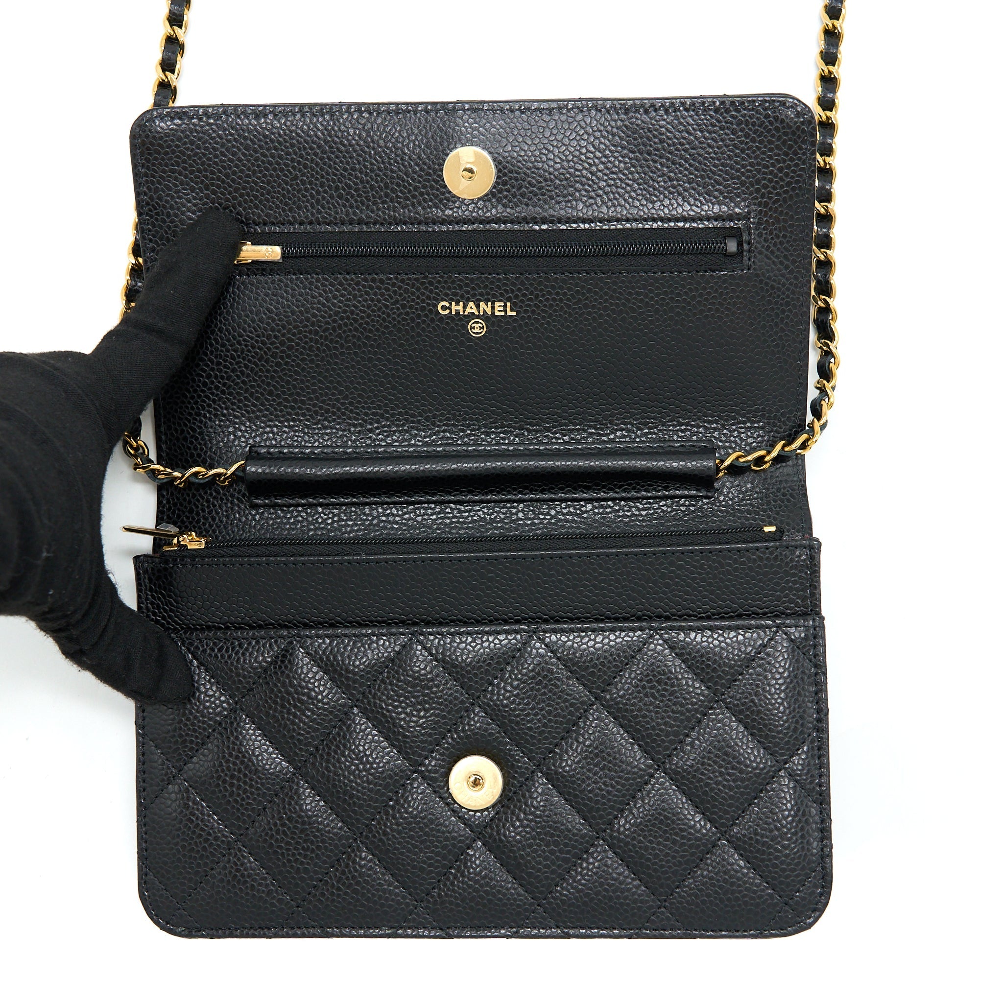 Chanel Classic Wallet On Chain Caviar Black  (Microchip)