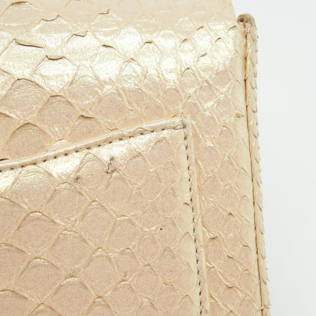 Chanel Mini Square Flap Bag Python Iridescent Light Beige