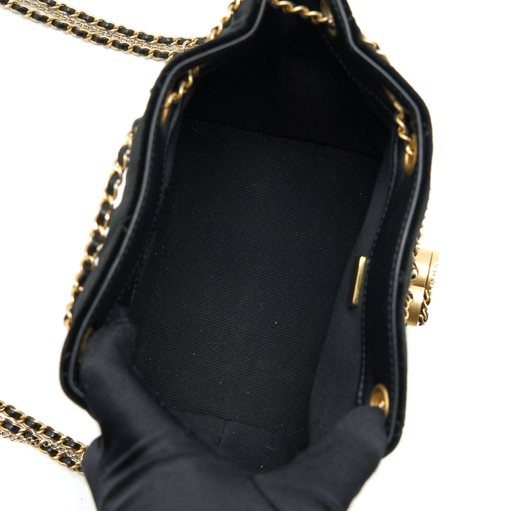 Chanel Bucket Bag Velvet Black