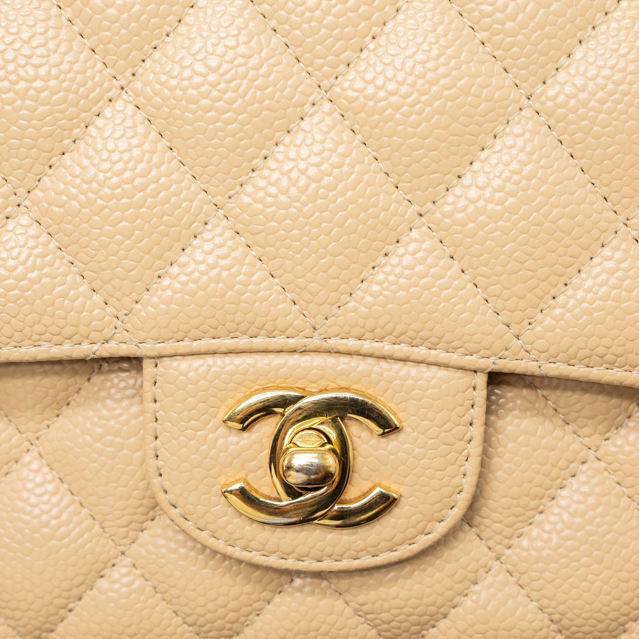 Chanel Medium Classic Double Flap Bag Caviar Beige