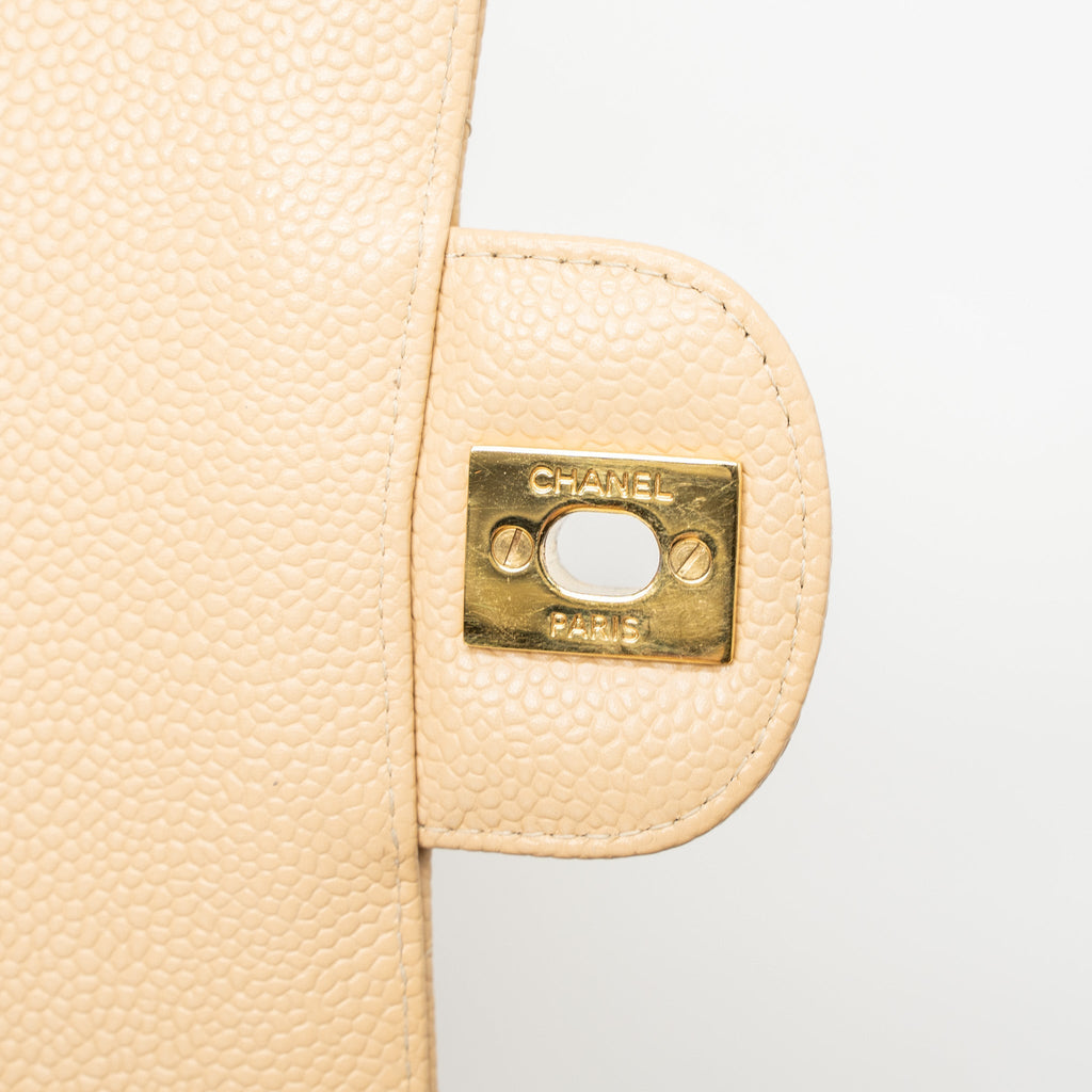 Chanel Medium Classic Double Flap Bag Caviar Beige