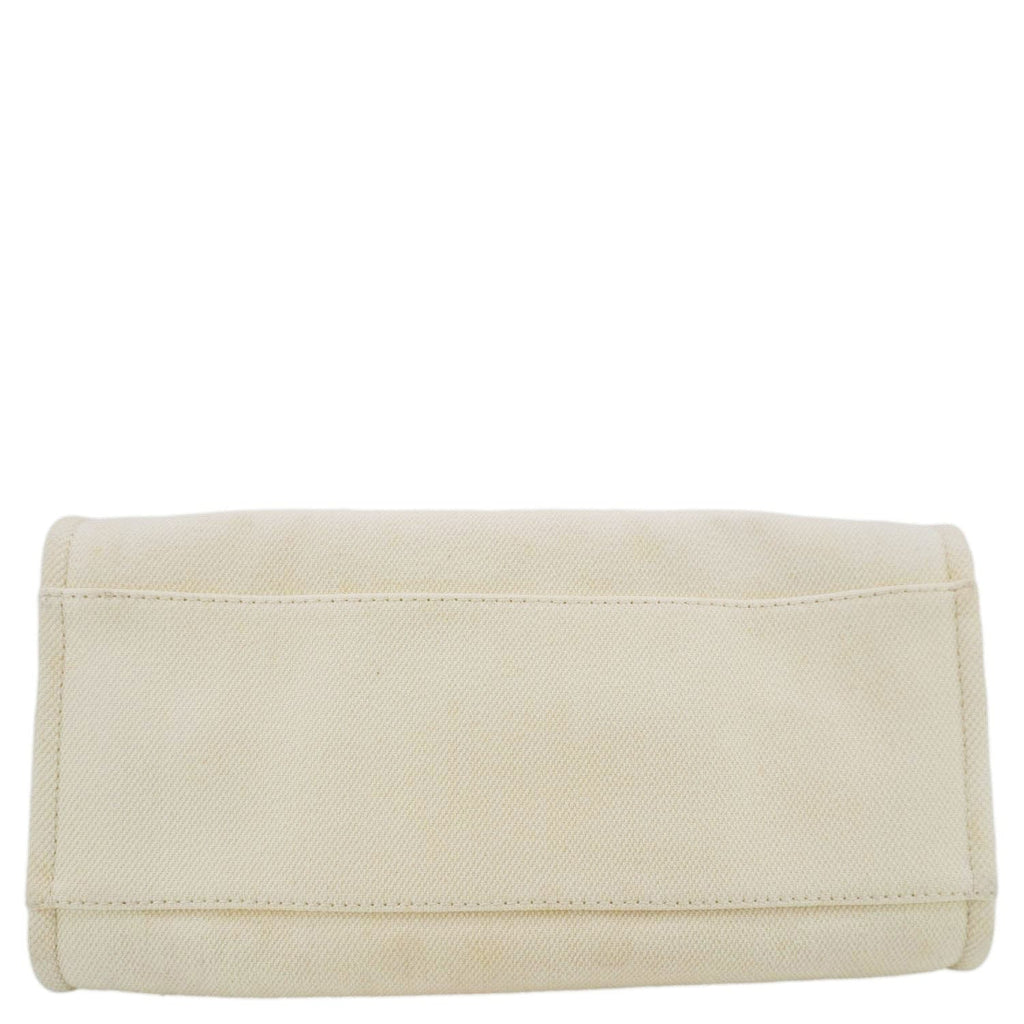 CHANEL Deauville Medium Pearl Embellished Canvas Tote Bag Cream