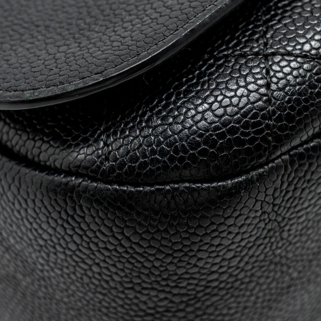 Chanel Large Top Handle Flap Bag Grained Calfskin Black