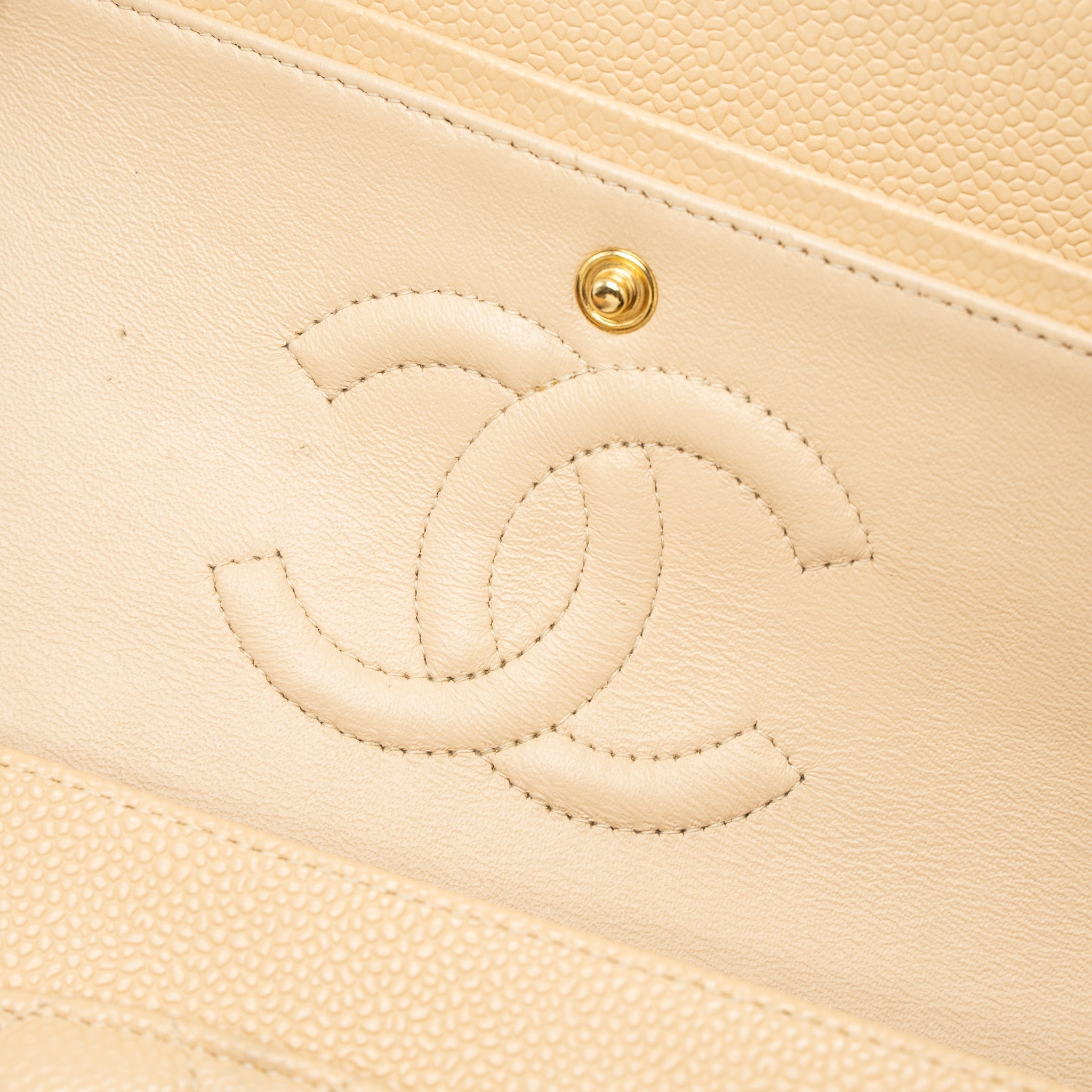 Chanel Medium Classic Double Flap Bag Caviar Beige