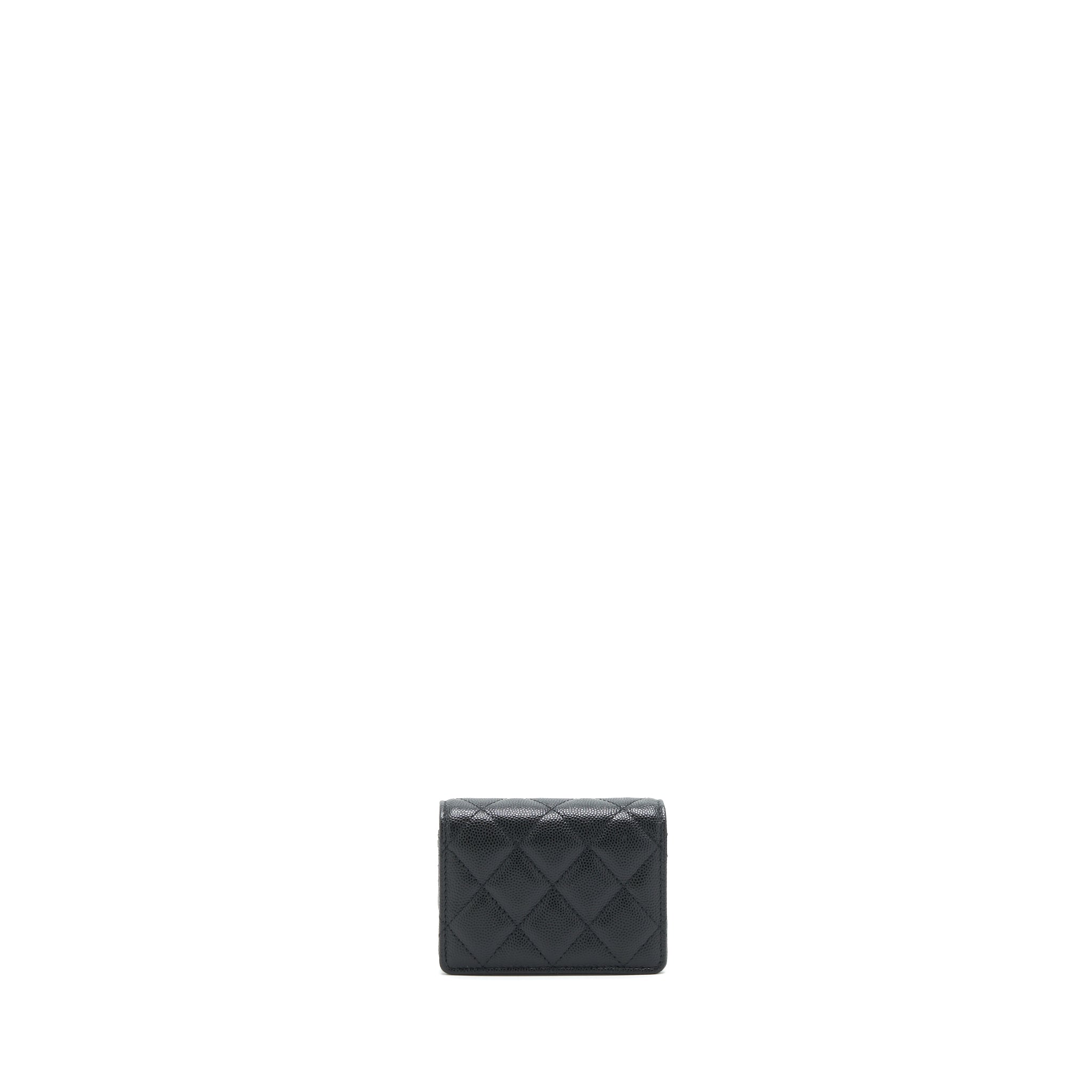Chanel 21k Caviar mini flap cardholder with chain black L