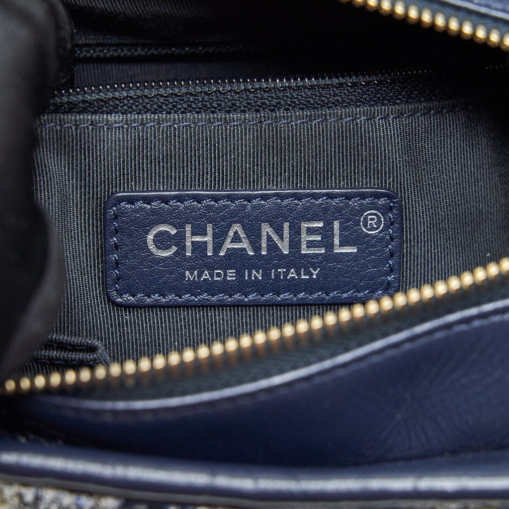 Chanel Small Gabrielle Hobo Bag Tweed Blue With Multi Colour Hardware