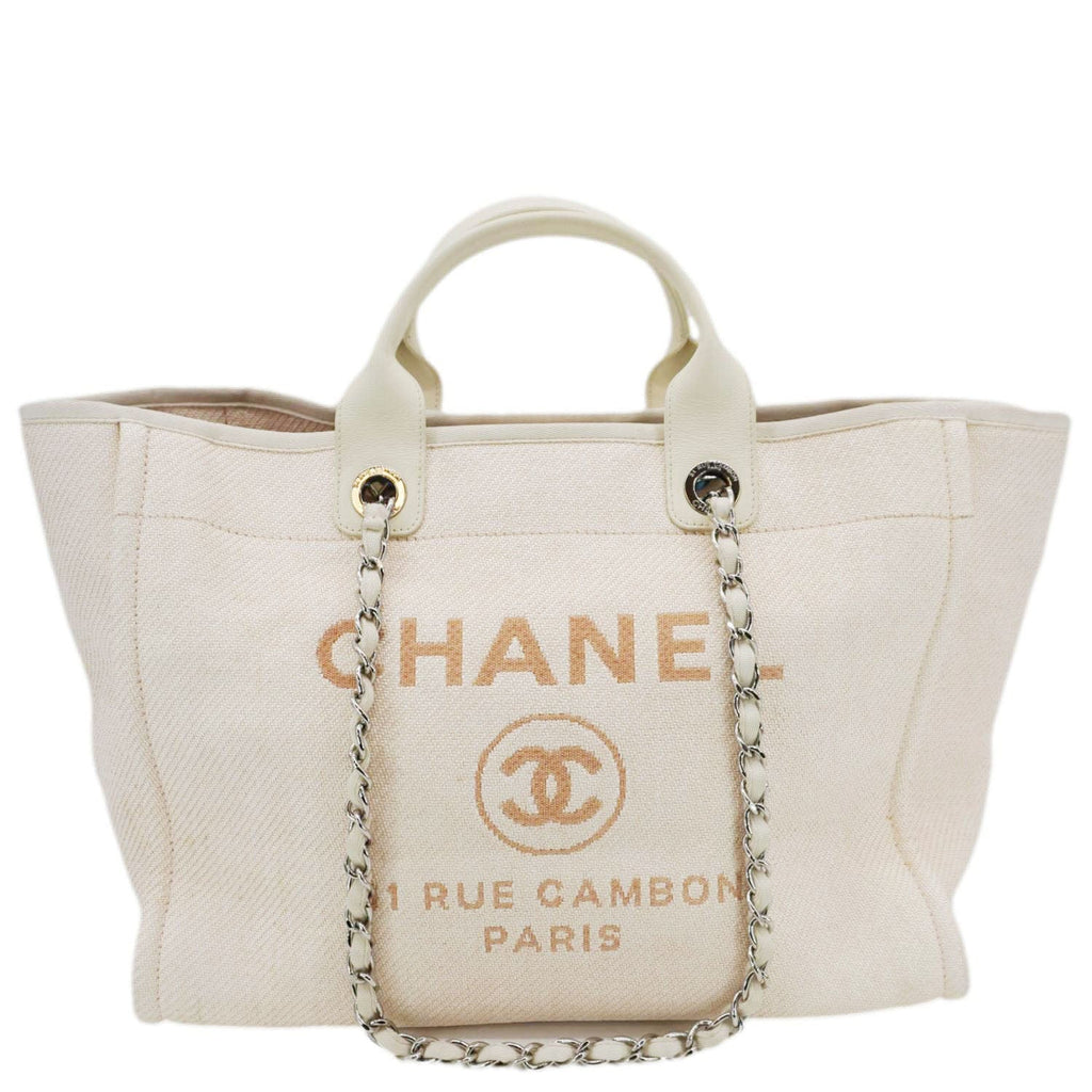 CHANEL Deauville Large Raffia Mixed Fibers Tote Bag Cream