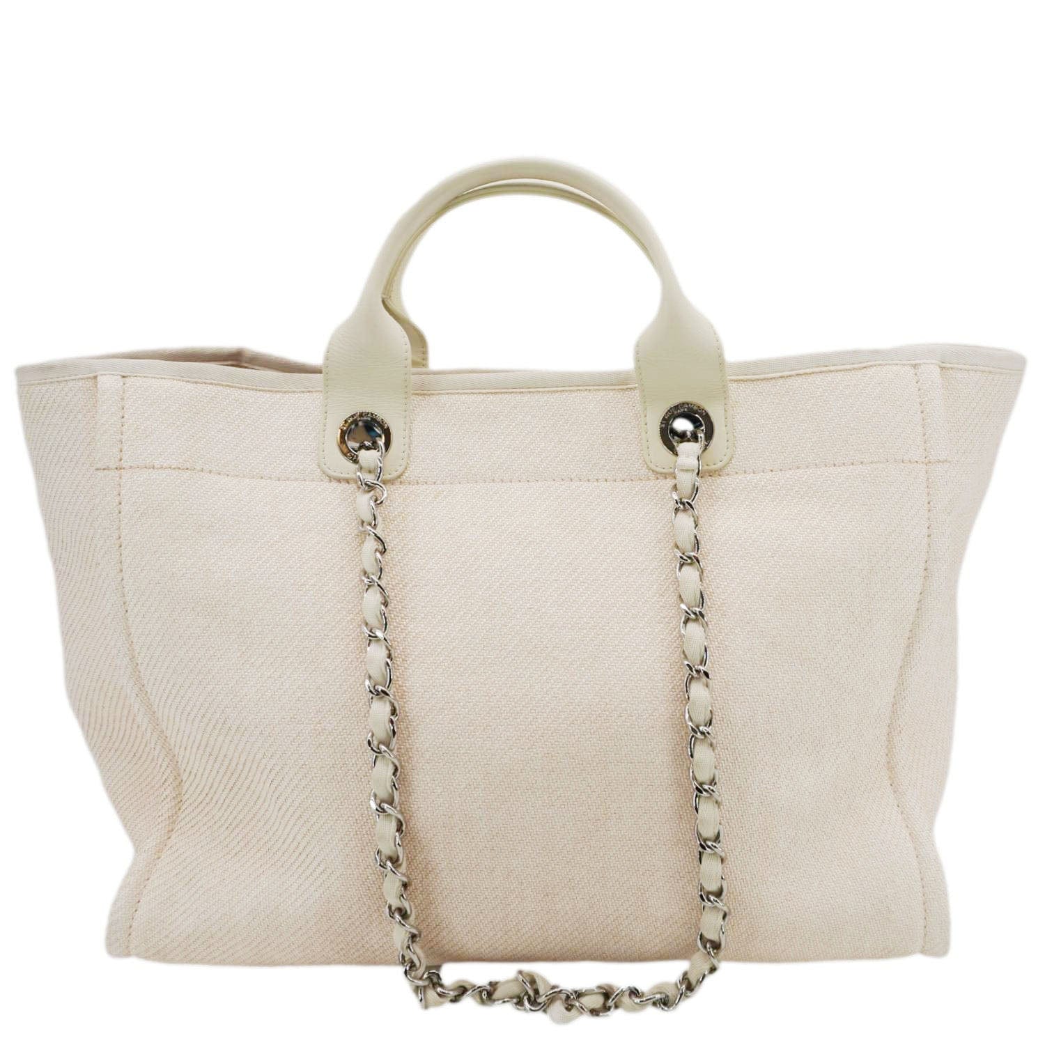 CHANEL Deauville Large Raffia Mixed Fibers Tote Bag Cream
