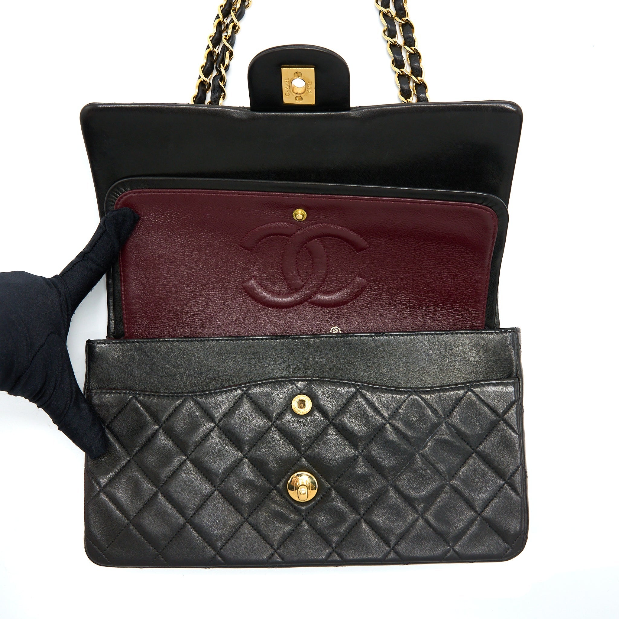 Chanel Vintage Classic Double Flap Bag Lambskin Black