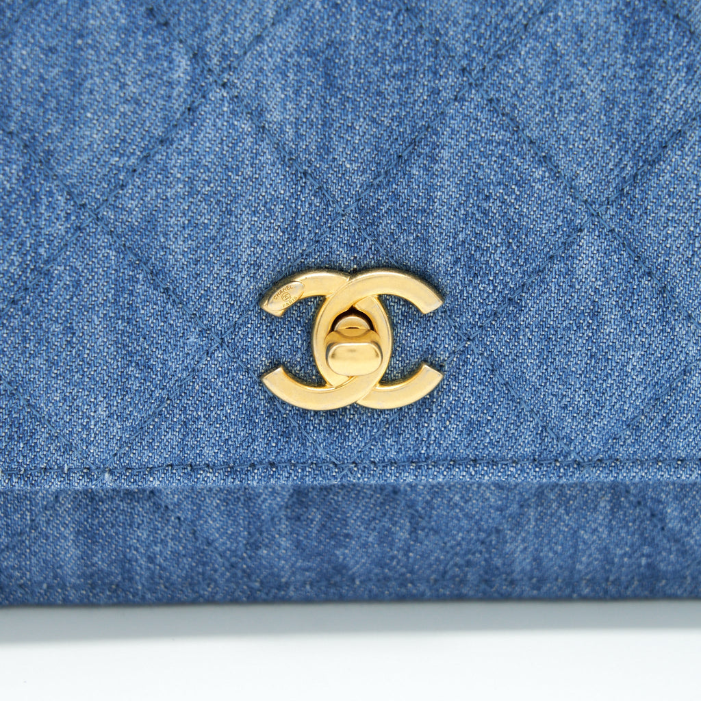 Chanel Pearl Crush Wallet On Chain Denim Blue