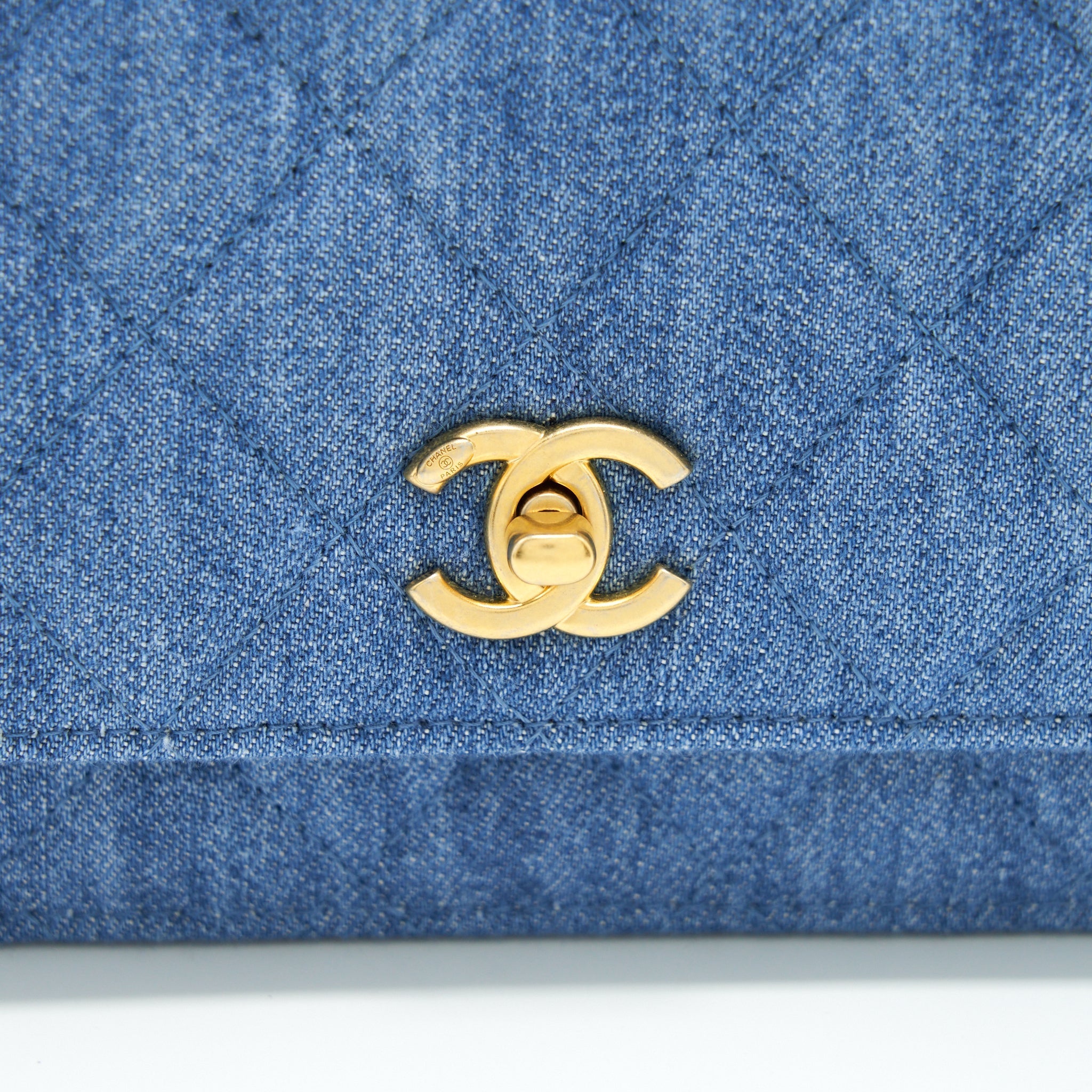 Chanel Pearl Crush Wallet On Chain Denim Blue