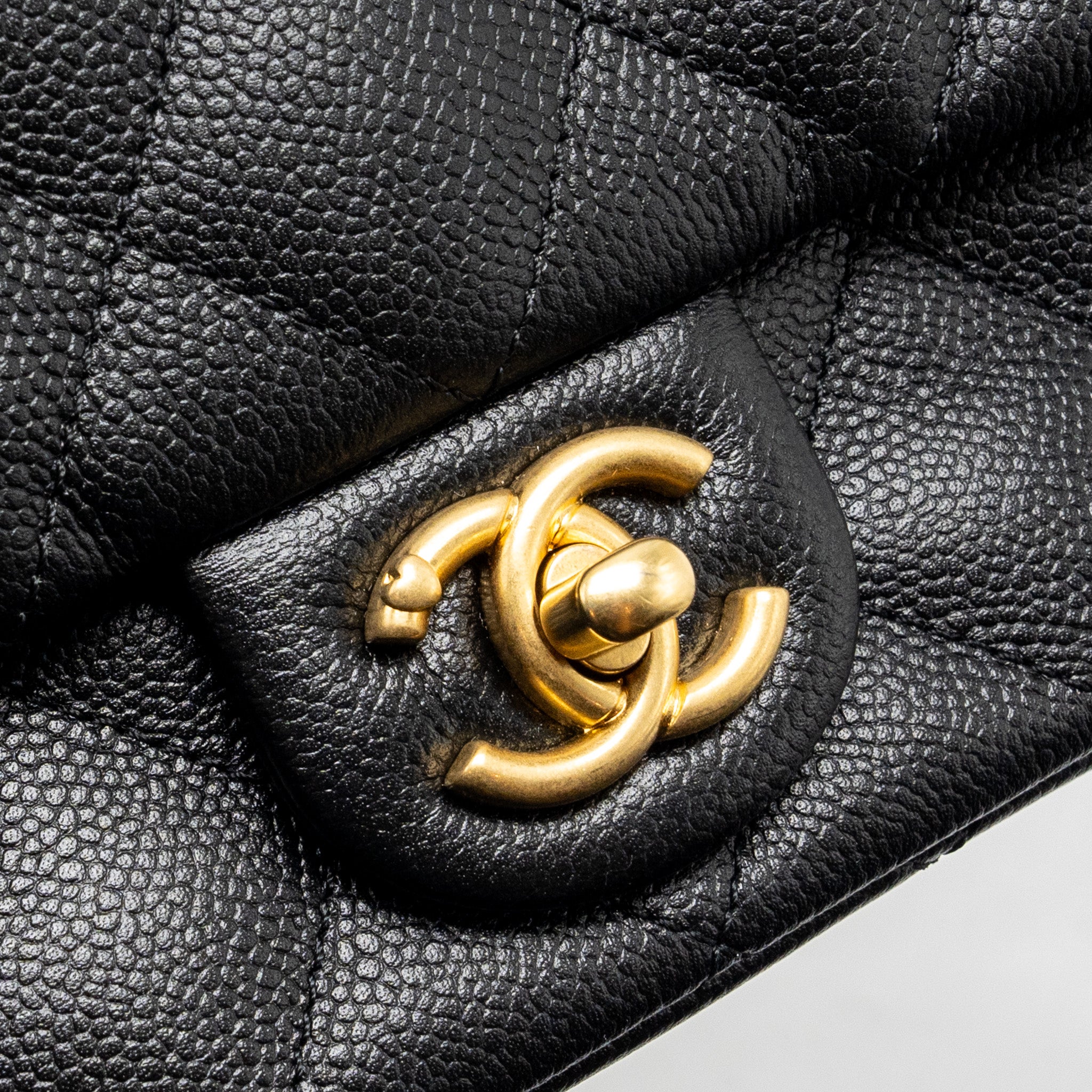 Chanel Coco Love Mini Flap Bag Adjustable Chain Caviar black  (microchip)