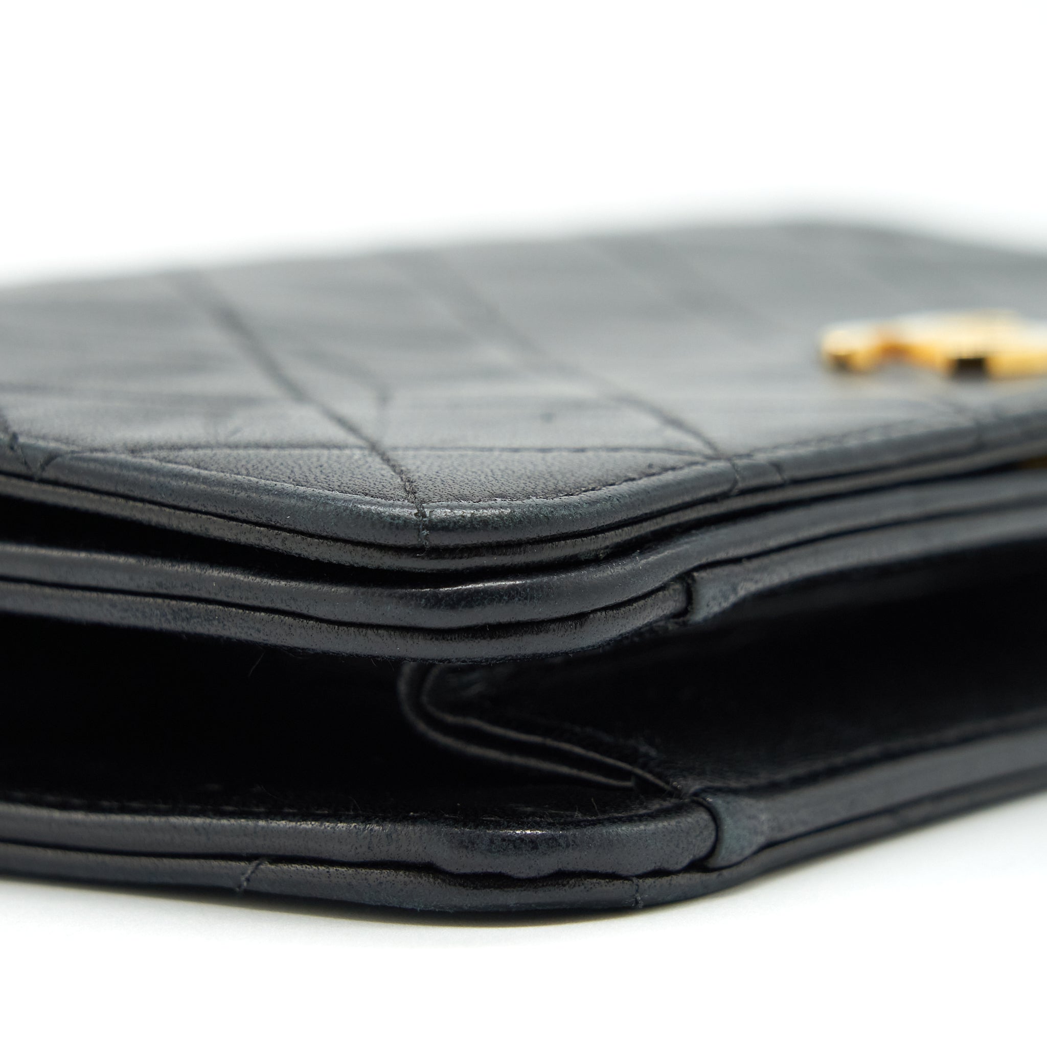 Chanel Vintage Quilted Flap Chain Wallet Black
