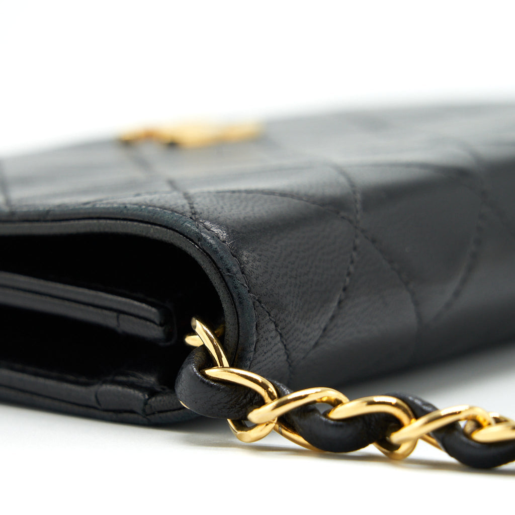 Chanel Vintage Quilted Flap Chain Wallet Black