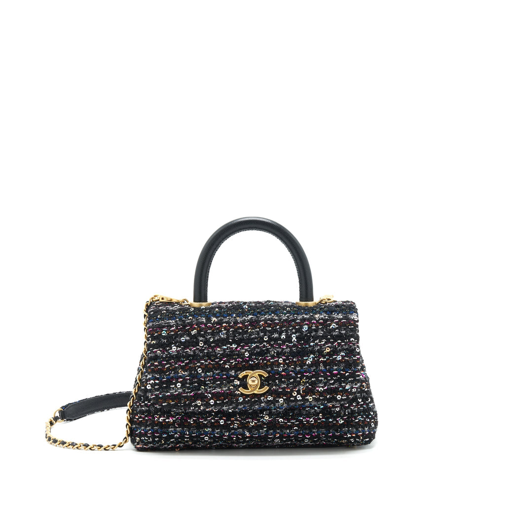 Chanel small tweed coco handle 24cm black