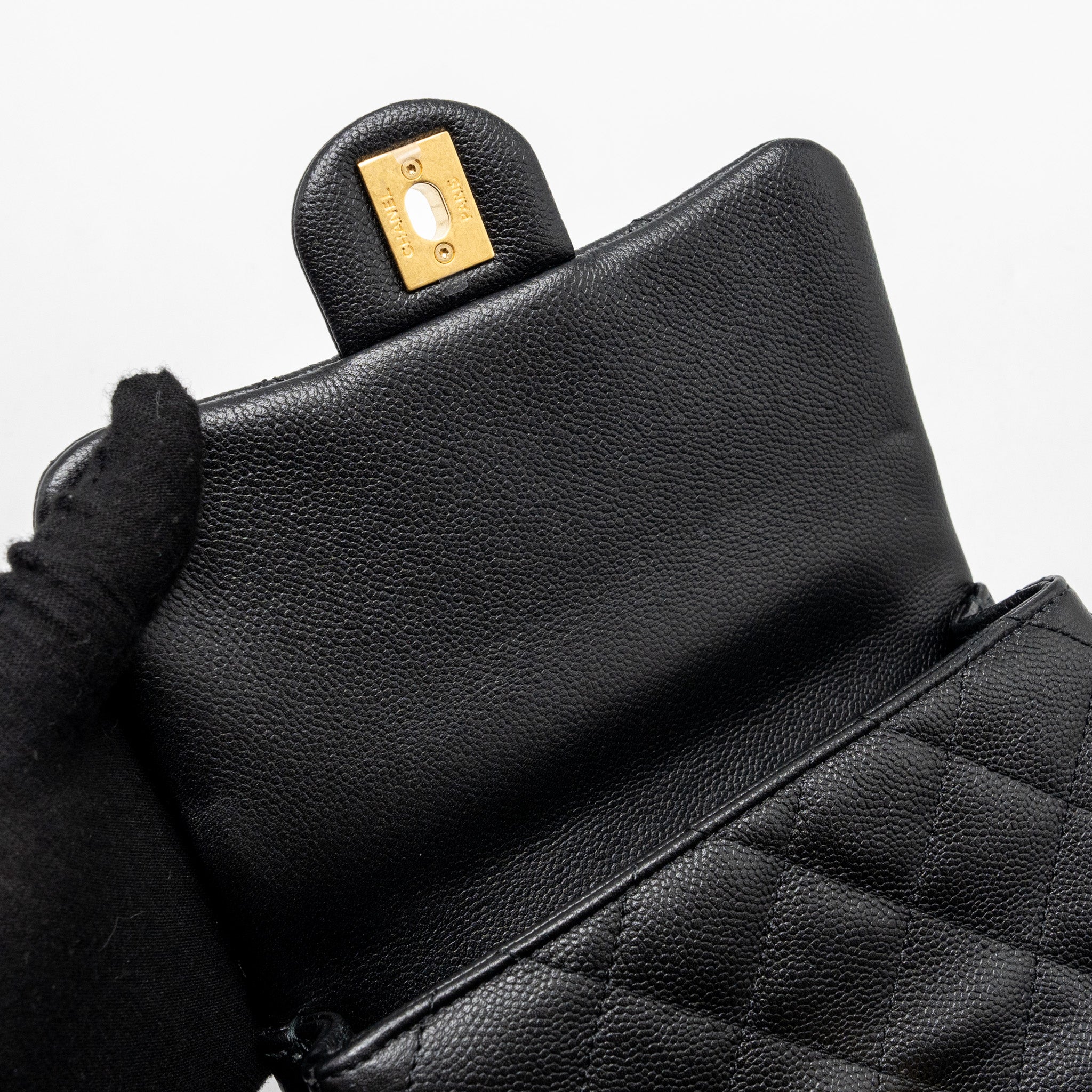Chanel Coco Love Mini Flap Bag Adjustable Chain Caviar black  (microchip)