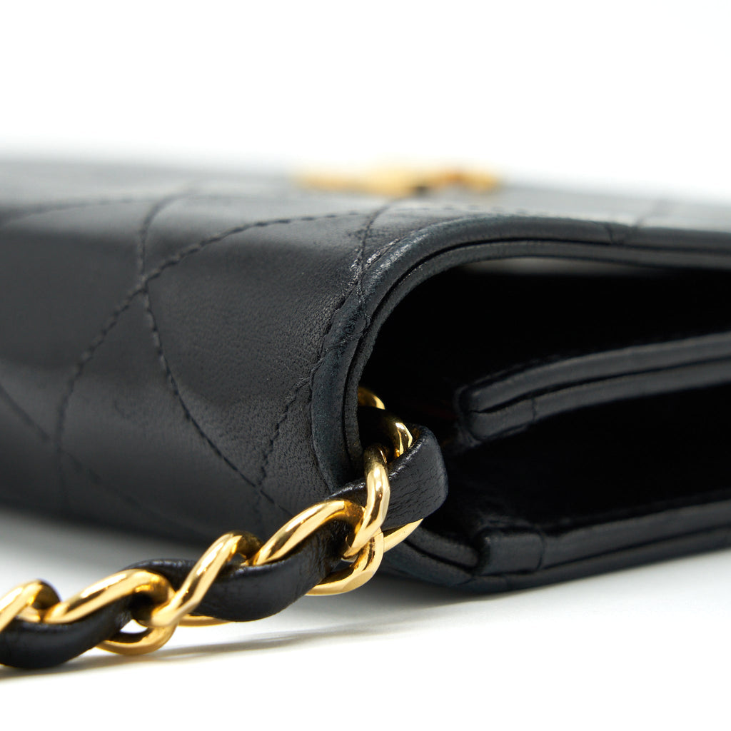 Chanel Vintage Quilted Flap Chain Wallet Black